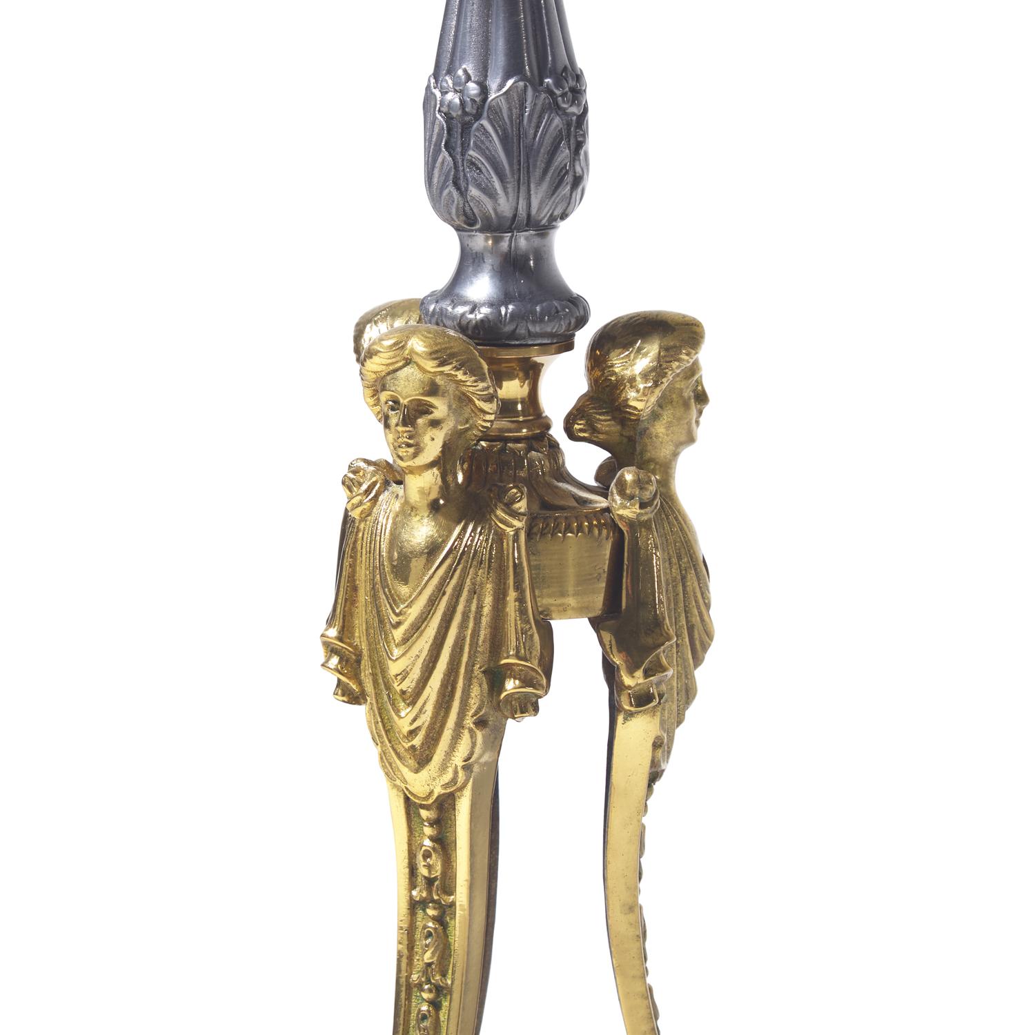 A Neoclassical Style Gilt and Patinated Bronze Gueridon