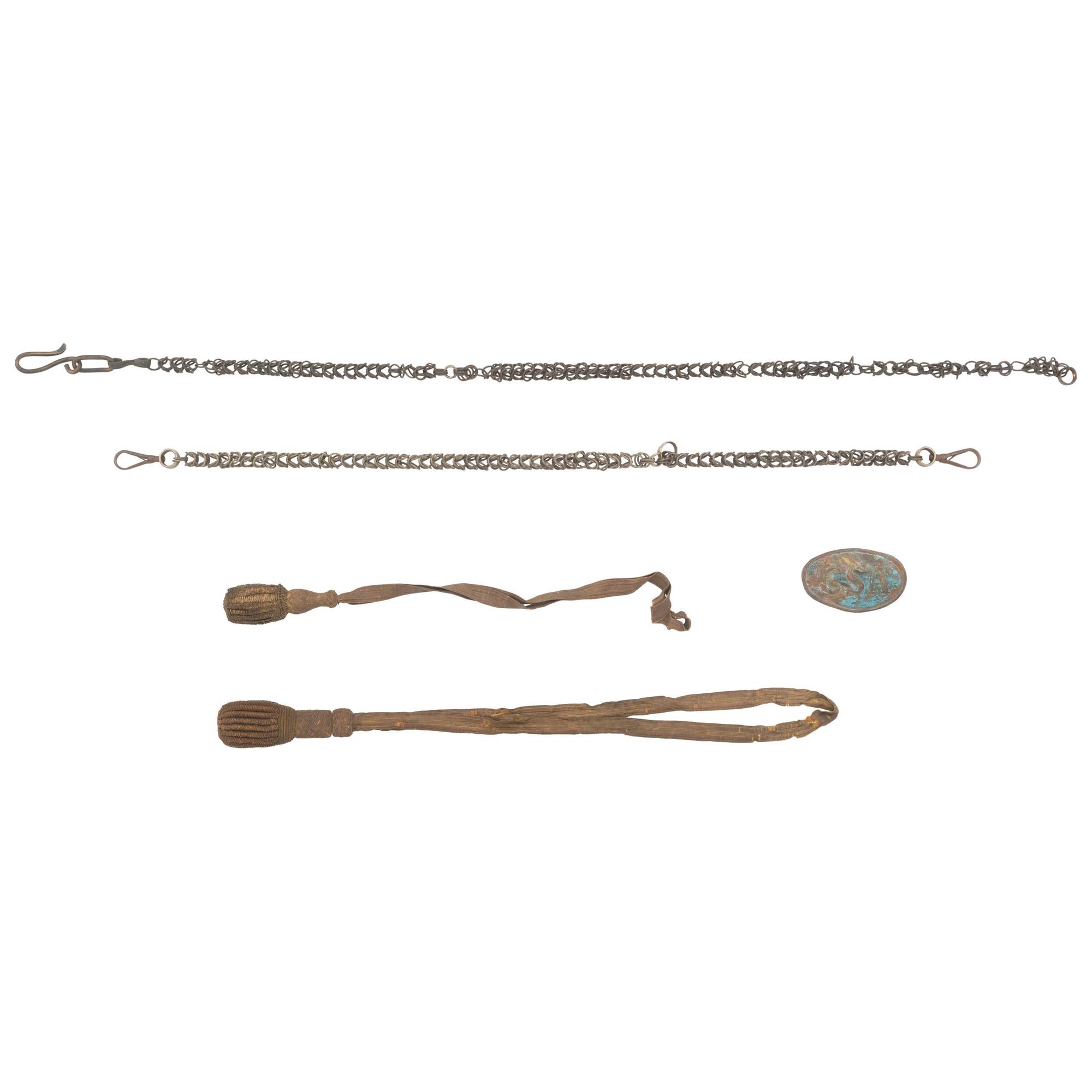 Two Bullion Sword Knots, Sword Hanger Chains & Reproduction Belt Plate