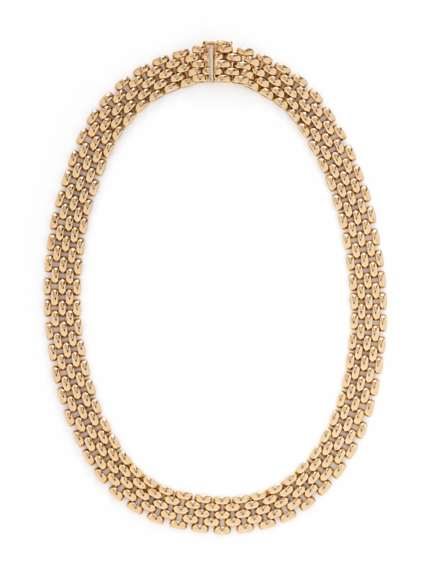 YELLOW GOLD BRICK LINK NECKLACE