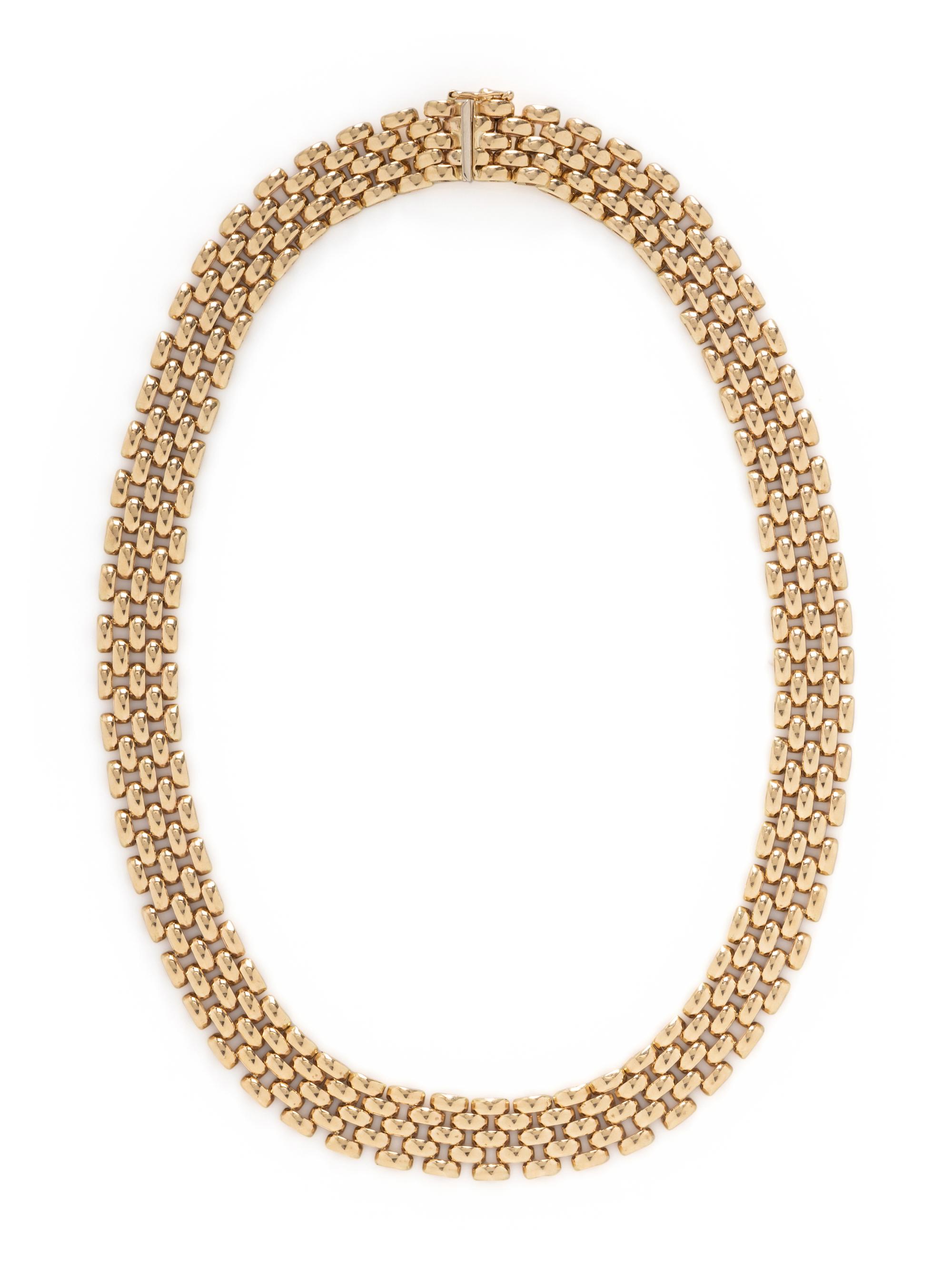 YELLOW GOLD BRICK LINK NECKLACE