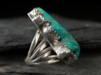 Large Silver and Carved Turquoise Ring