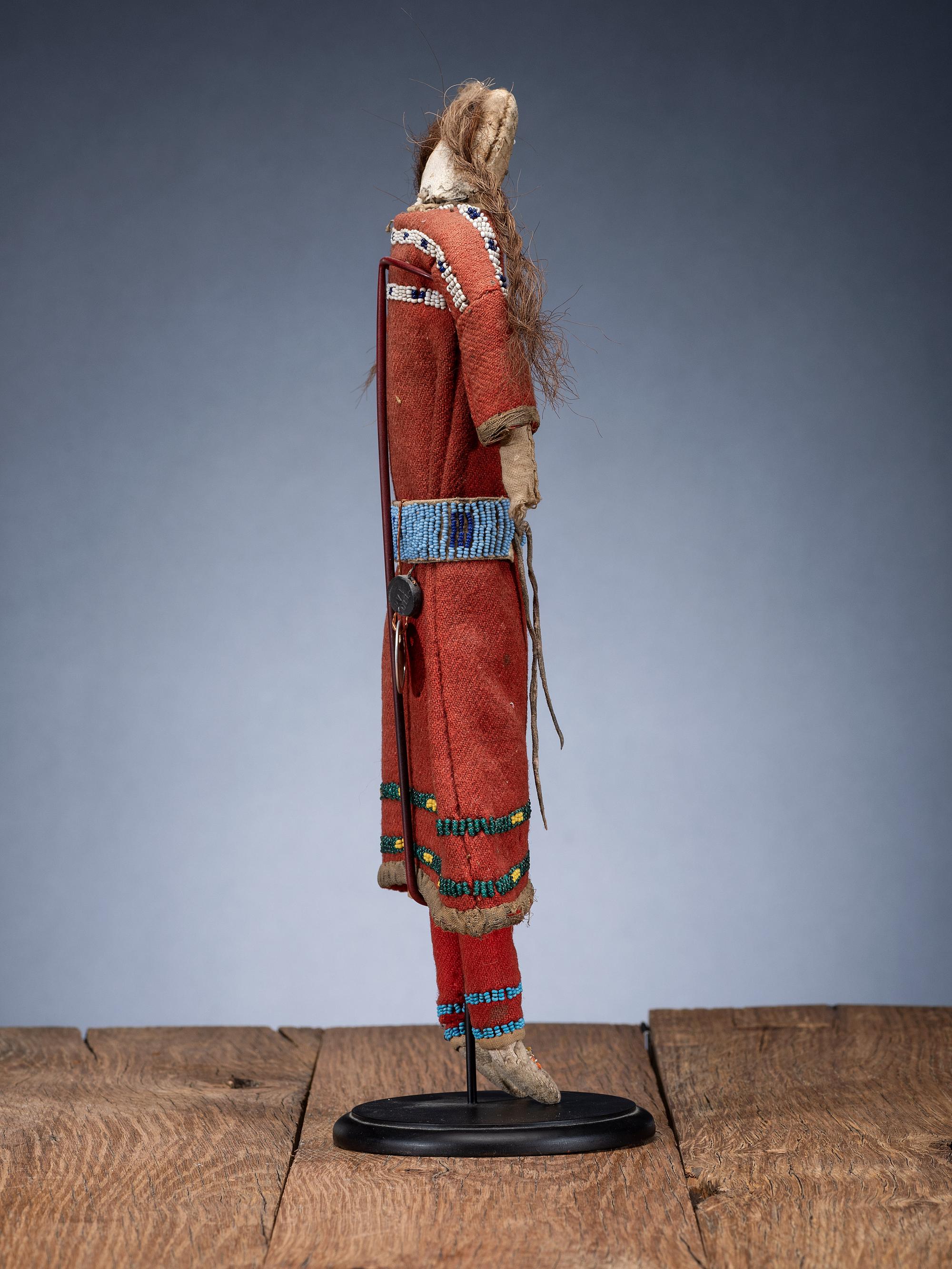 Sioux Doll, with Red Trade Wool Dress