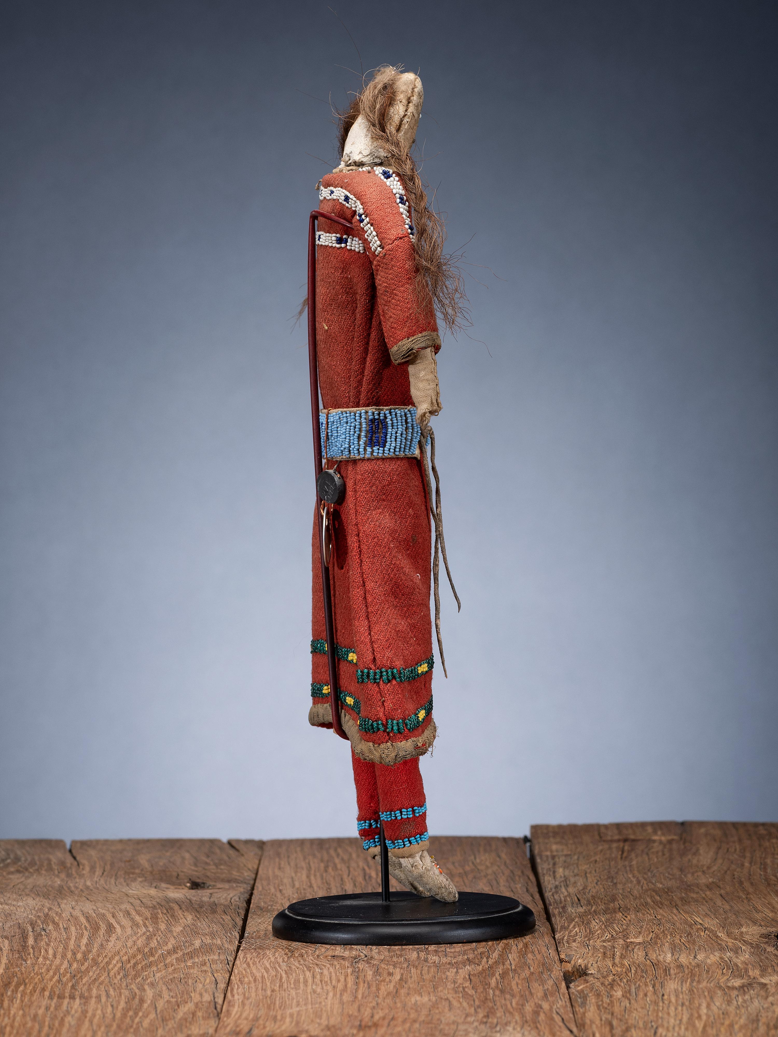 Sioux Doll, with Red Trade Wool Dress