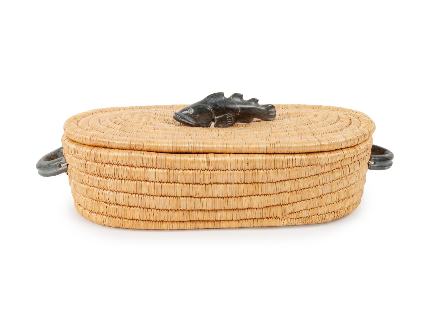 Inuit Carved Stone Animals, and Basket