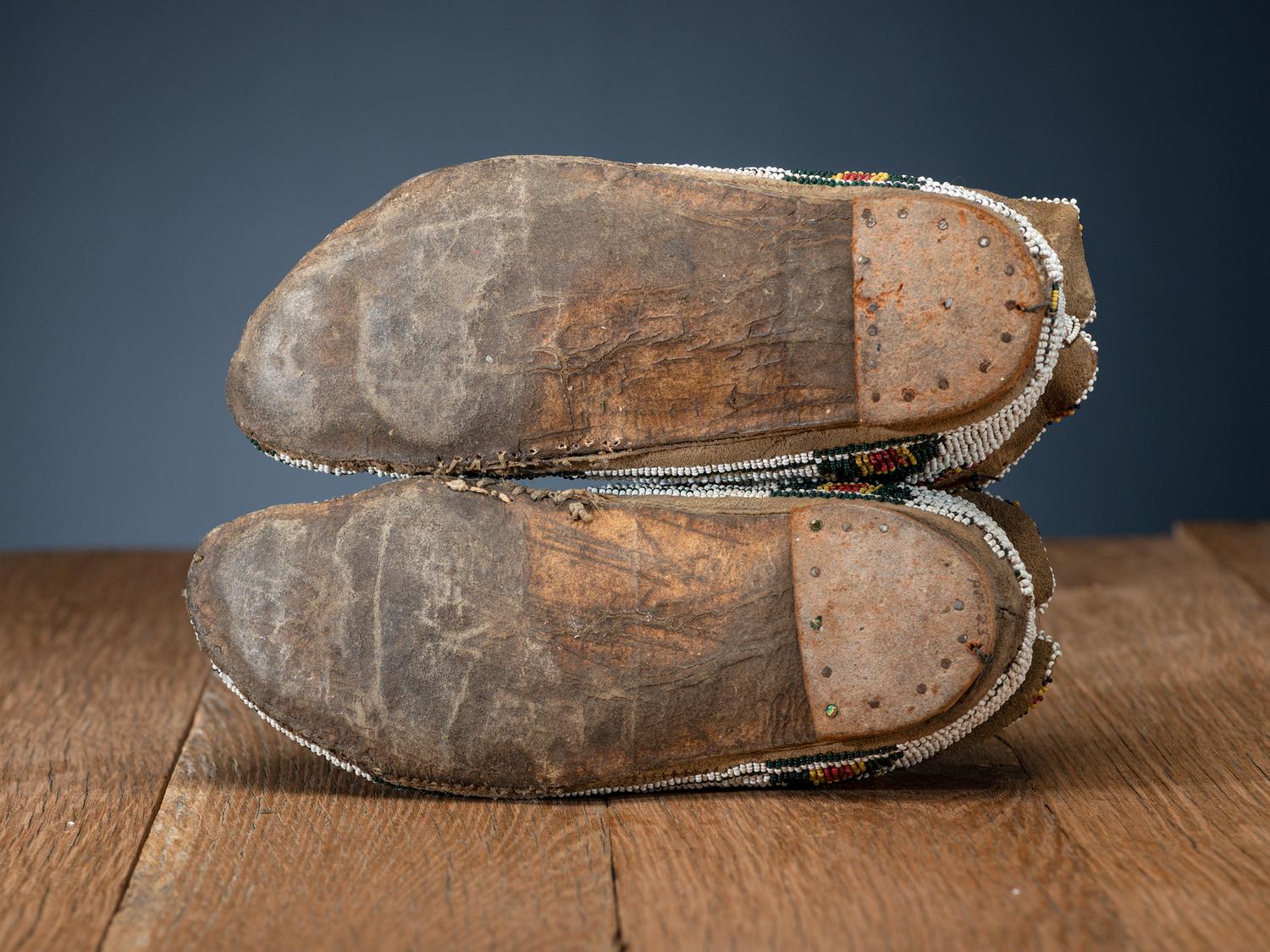 Sioux and Cheyenne Beaded Hide Moccasins