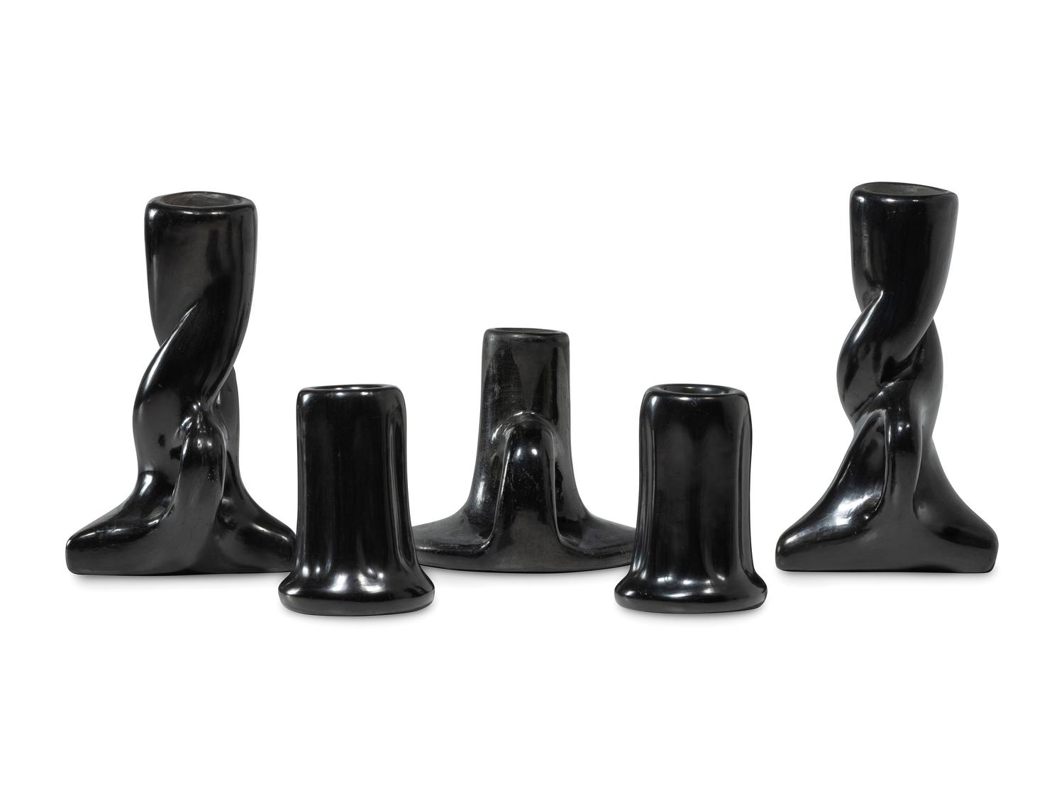 Table Setting of Santa Clara Pottery Candlestick Holders