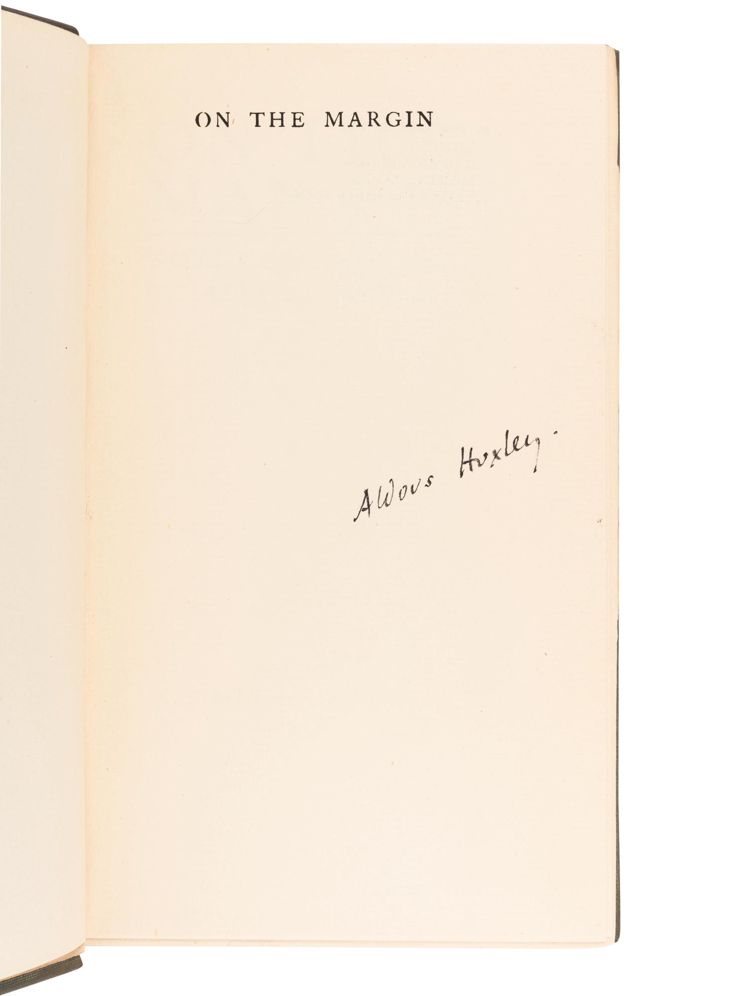 HUXLEY, Aldous (1894-1963). On the Margin. London: Chatto & Windus, 1923.