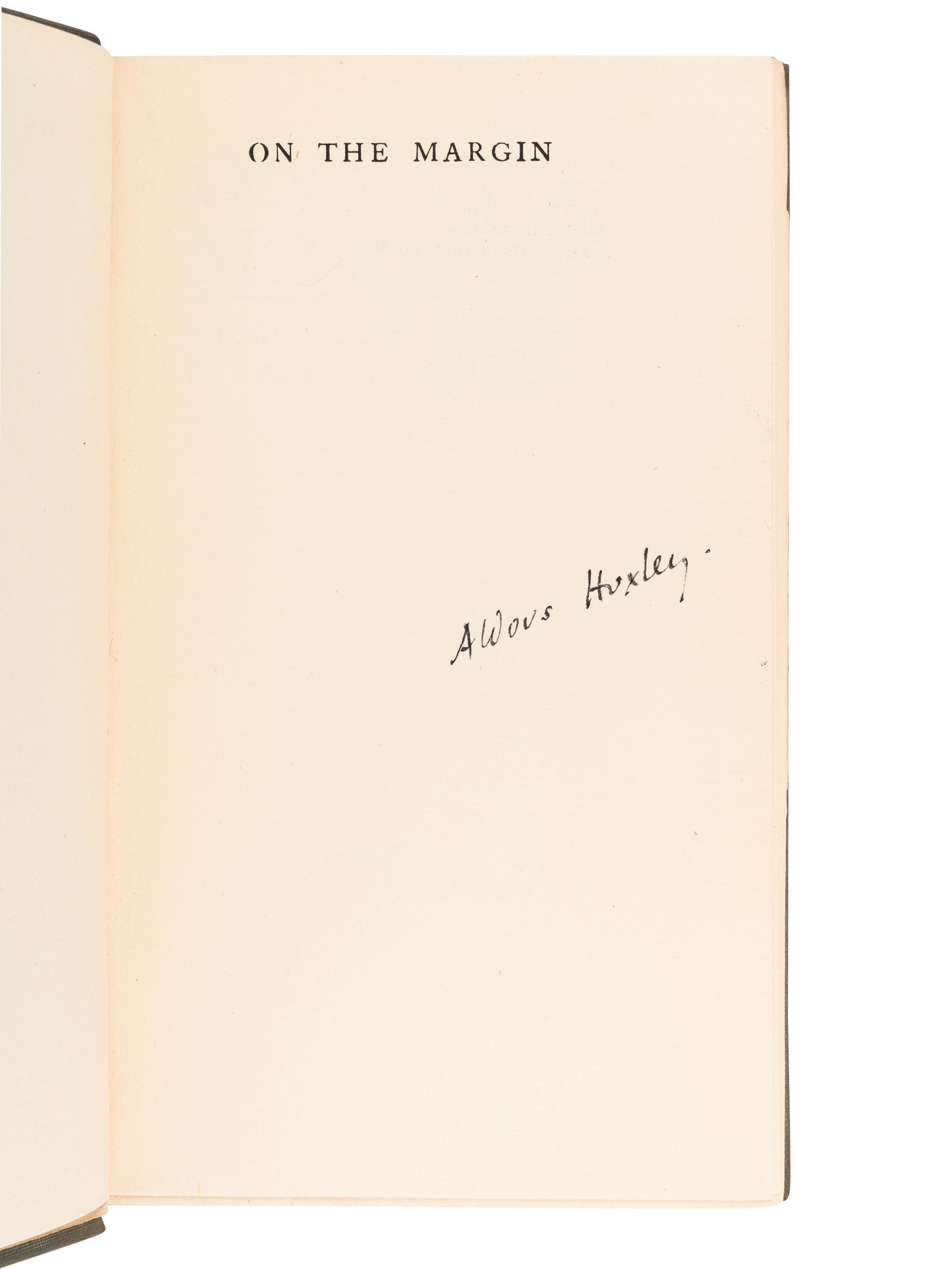 HUXLEY, Aldous (1894-1963). On the Margin. London: Chatto & Windus, 1923.