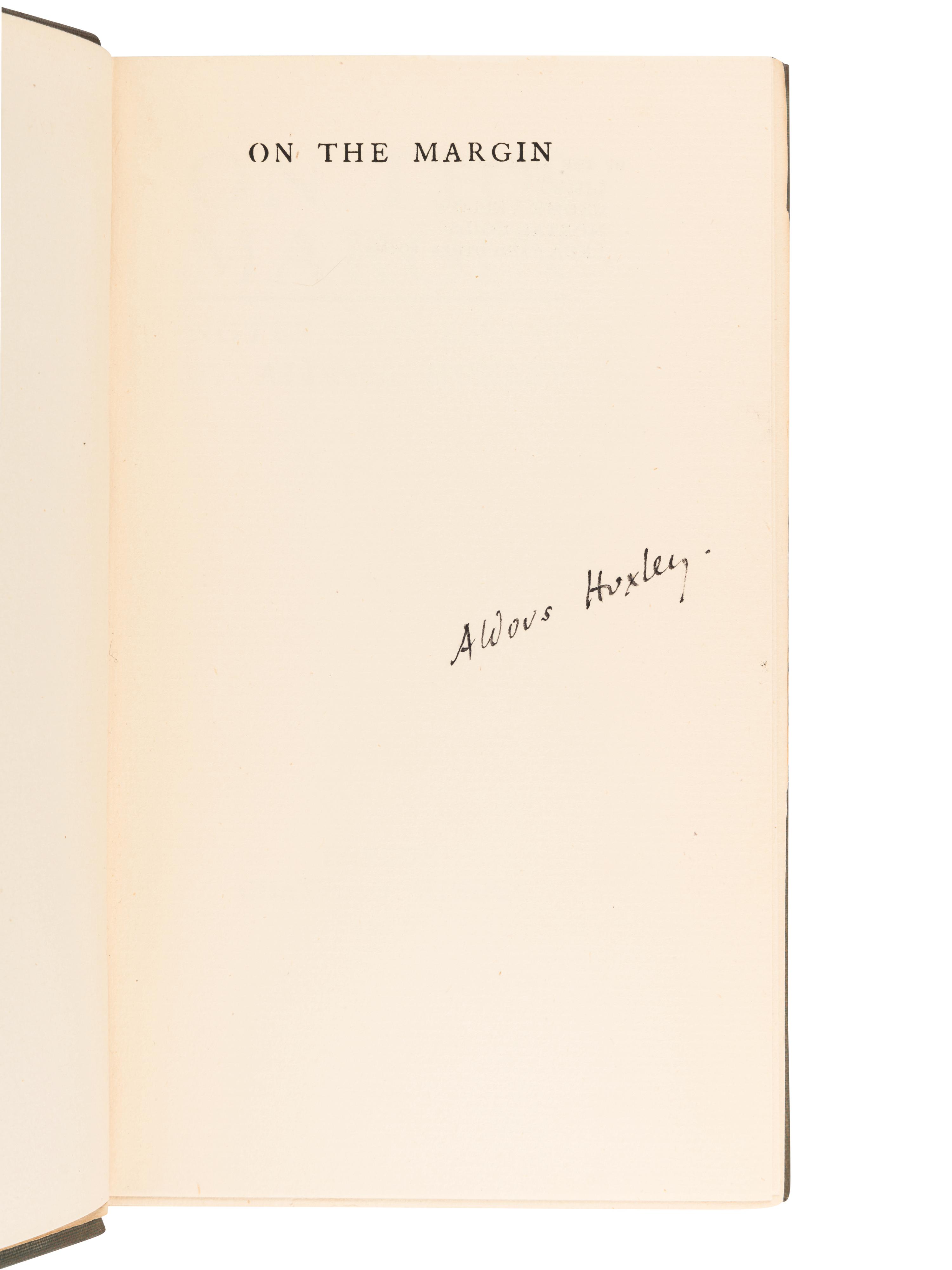 HUXLEY, Aldous (1894-1963). On the Margin. London: Chatto & Windus, 1923.