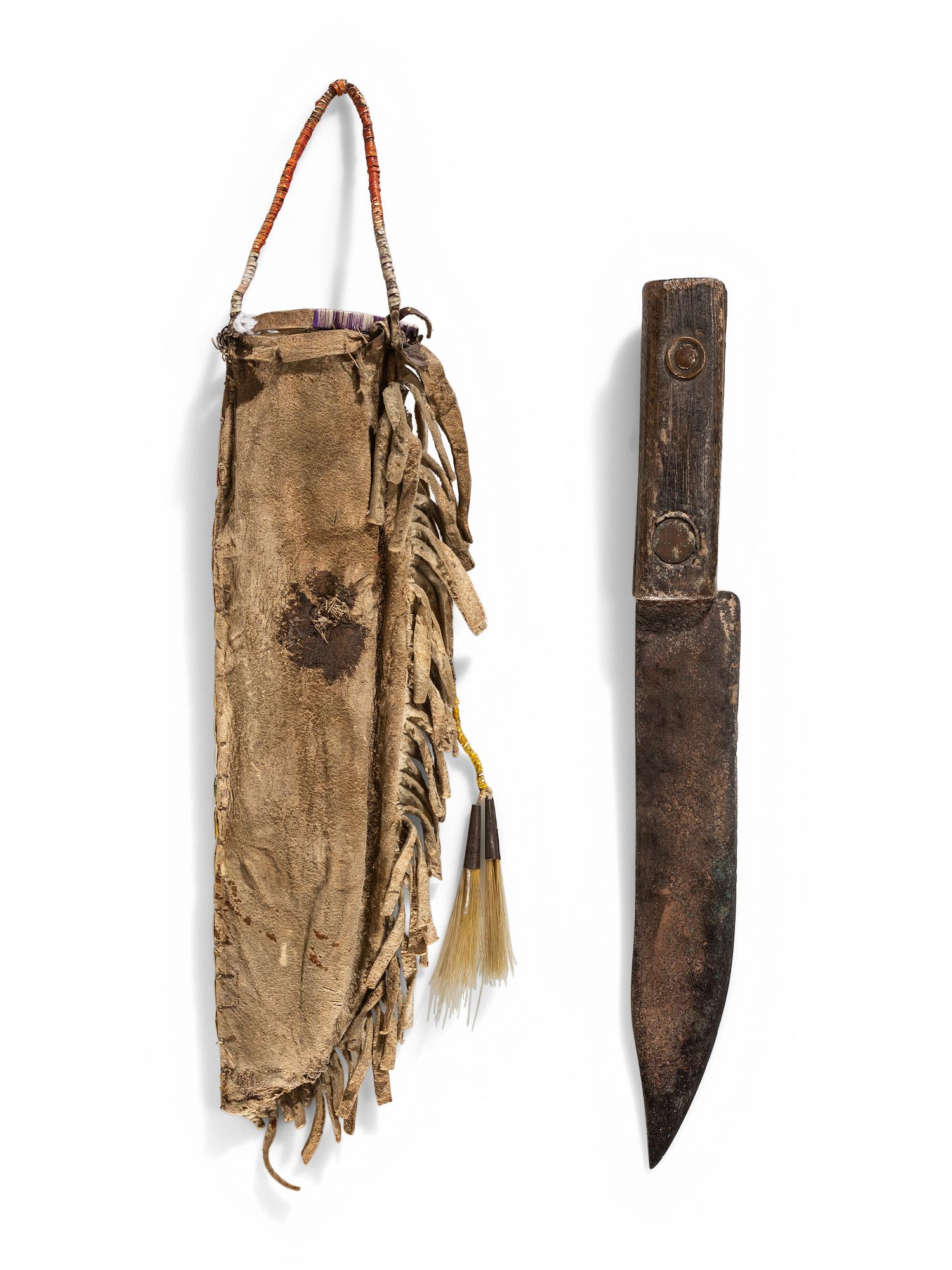 Upper Missouri Quilled Hide Knife Sheath, with Knife