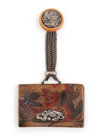 A Leather Purse and A Fabric Fan