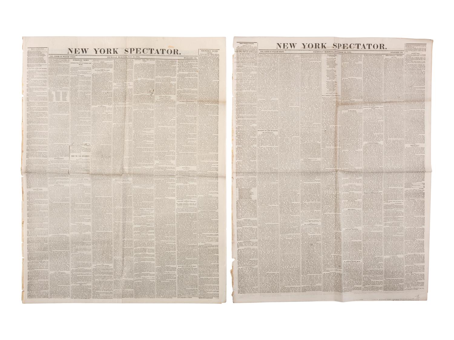 [CIVIL WAR]. 150+ New York City newspapers, most War-period, incl. The New York Tribune.