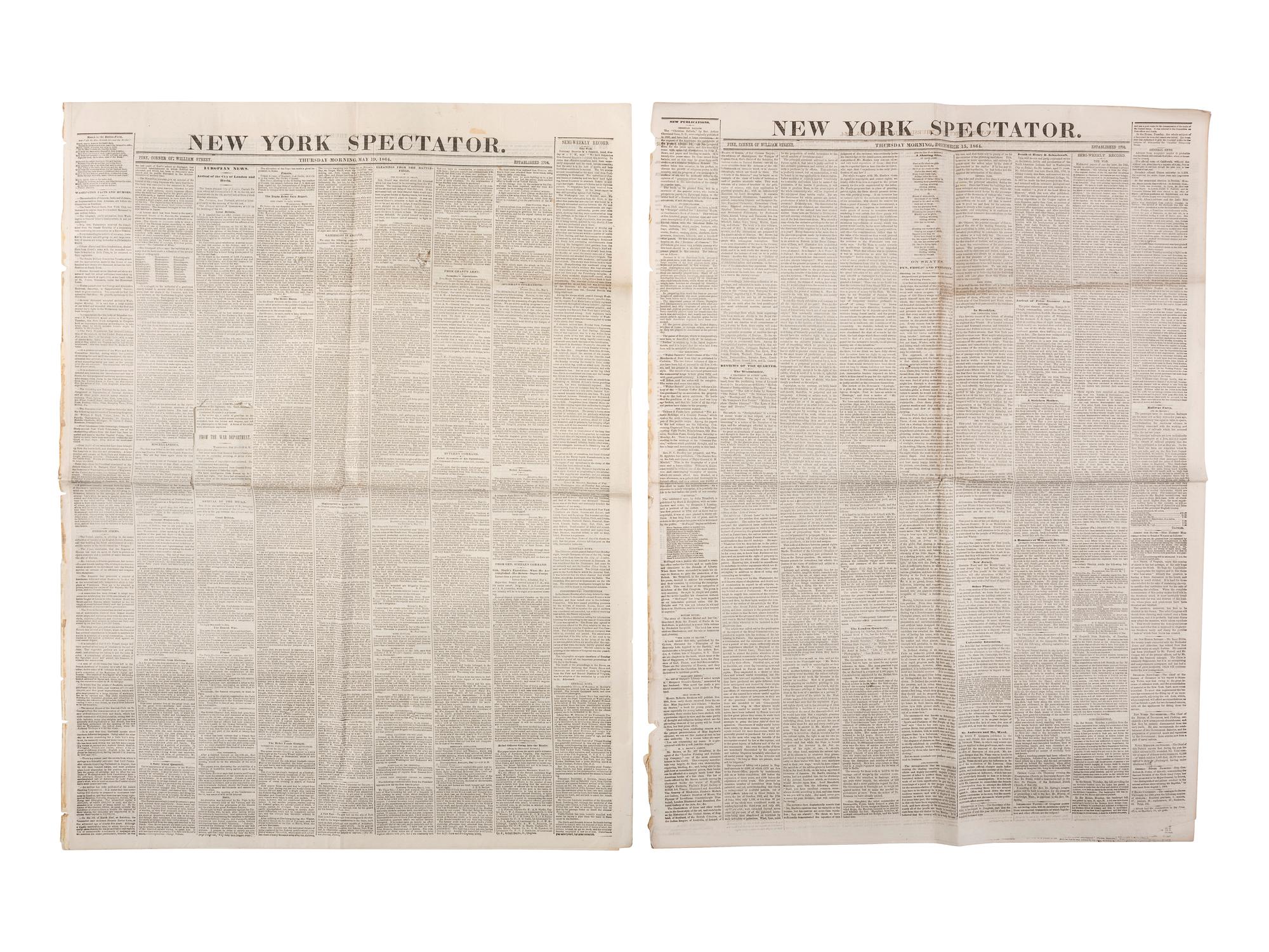 [CIVIL WAR]. 150+ New York City newspapers, most War-period, incl. The New York Tribune.