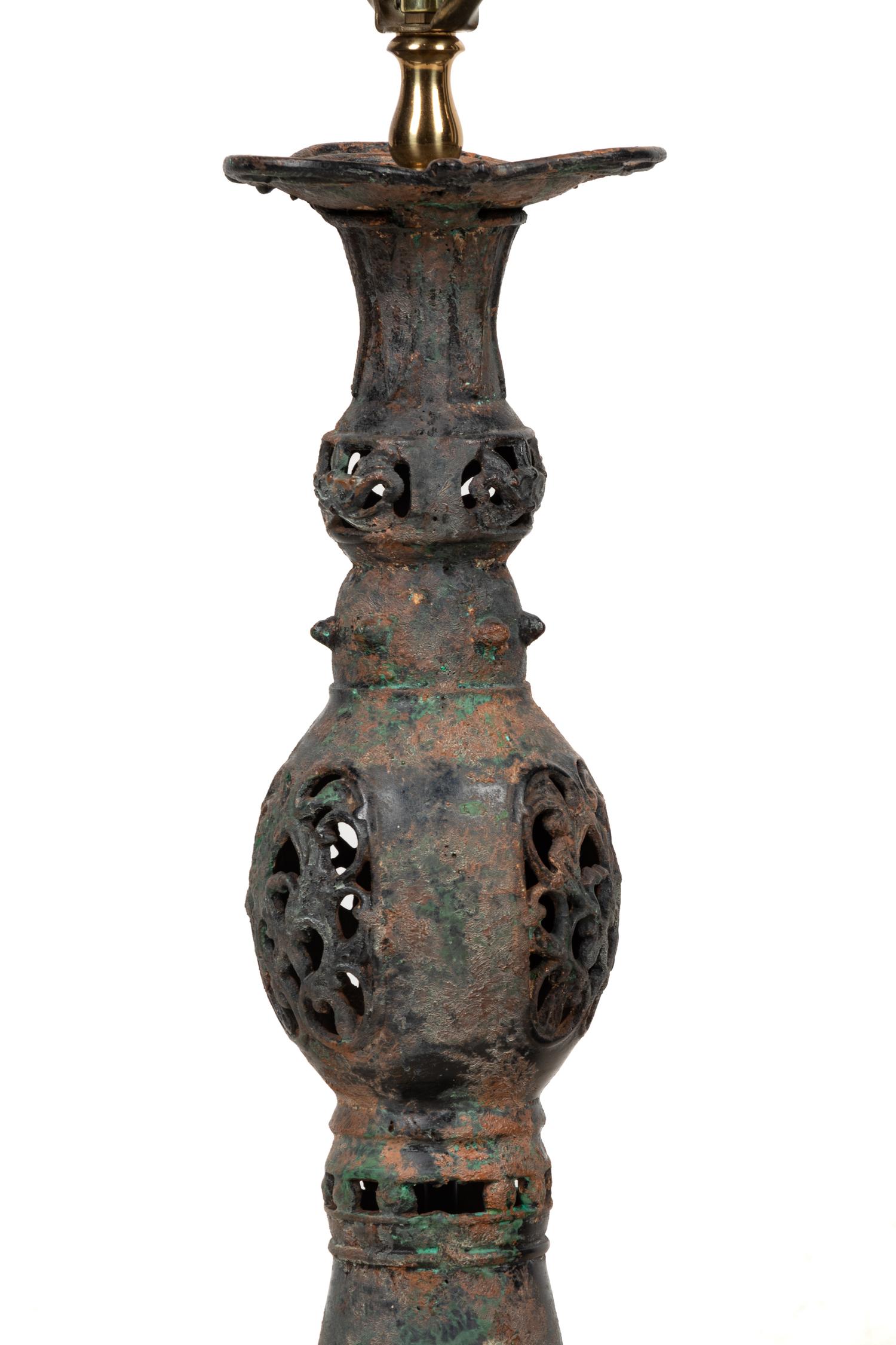 Two Japanese Bronze Lamps