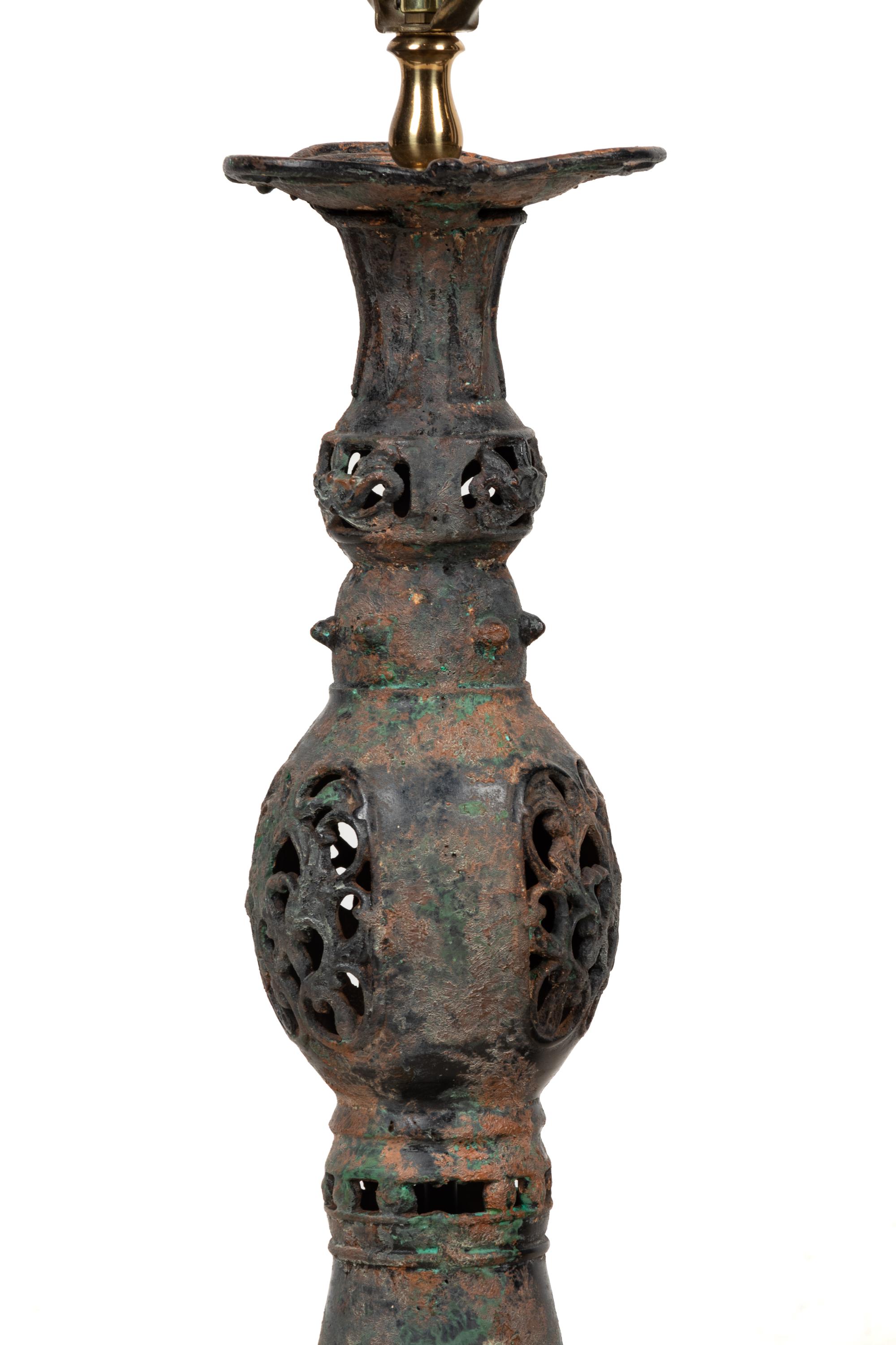 Two Japanese Bronze Lamps