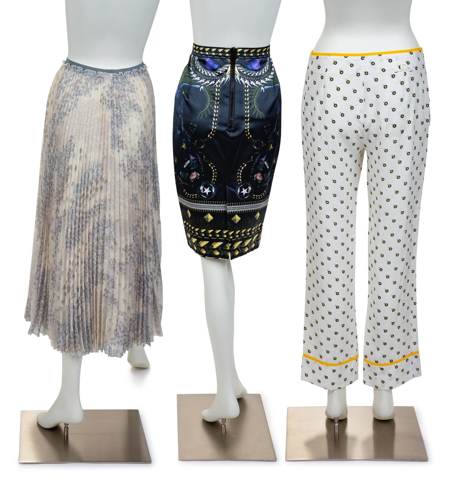 Three Designer Items: Givenchy & Fendi Pants, Valentino Skirt, 2000-10s