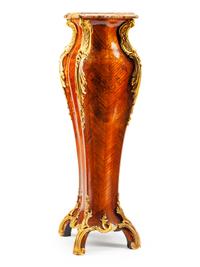 A Napoleon III Style Gilt Bronze Mounted Marquetry Pedestal