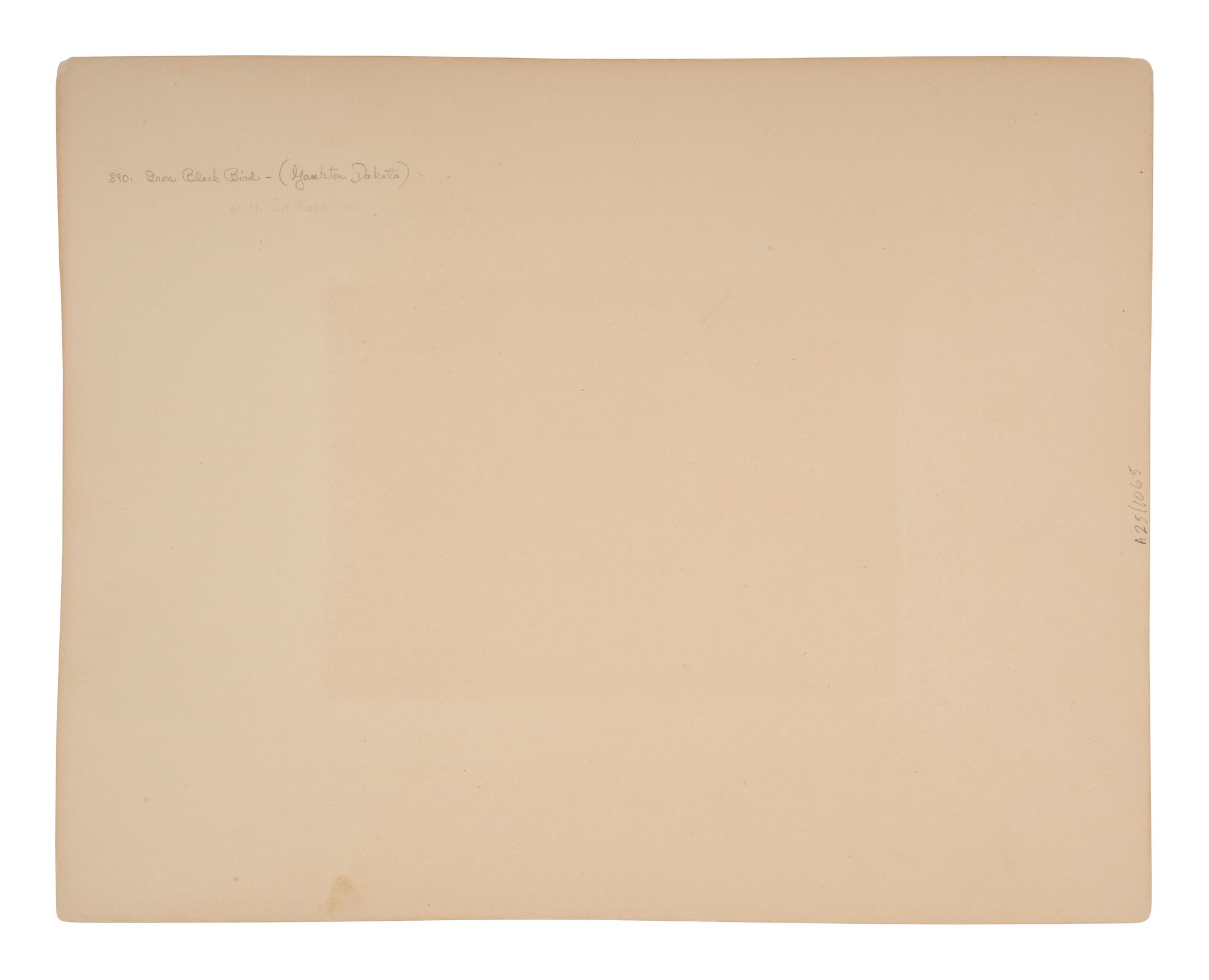 [SHINDLER, Antonio Zeno (1823-1899), photographer]. Photograph of Iron Black Bird, Yankton Dakota. [Washington, DC, 1867].