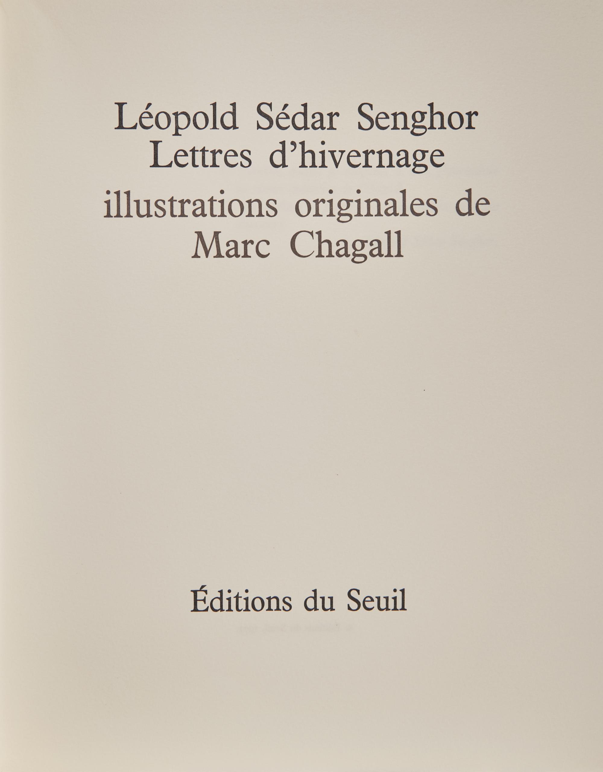 [Art] [Chagall, Marc] Senghor, Leopold Sedar. Lettres d'hivernage