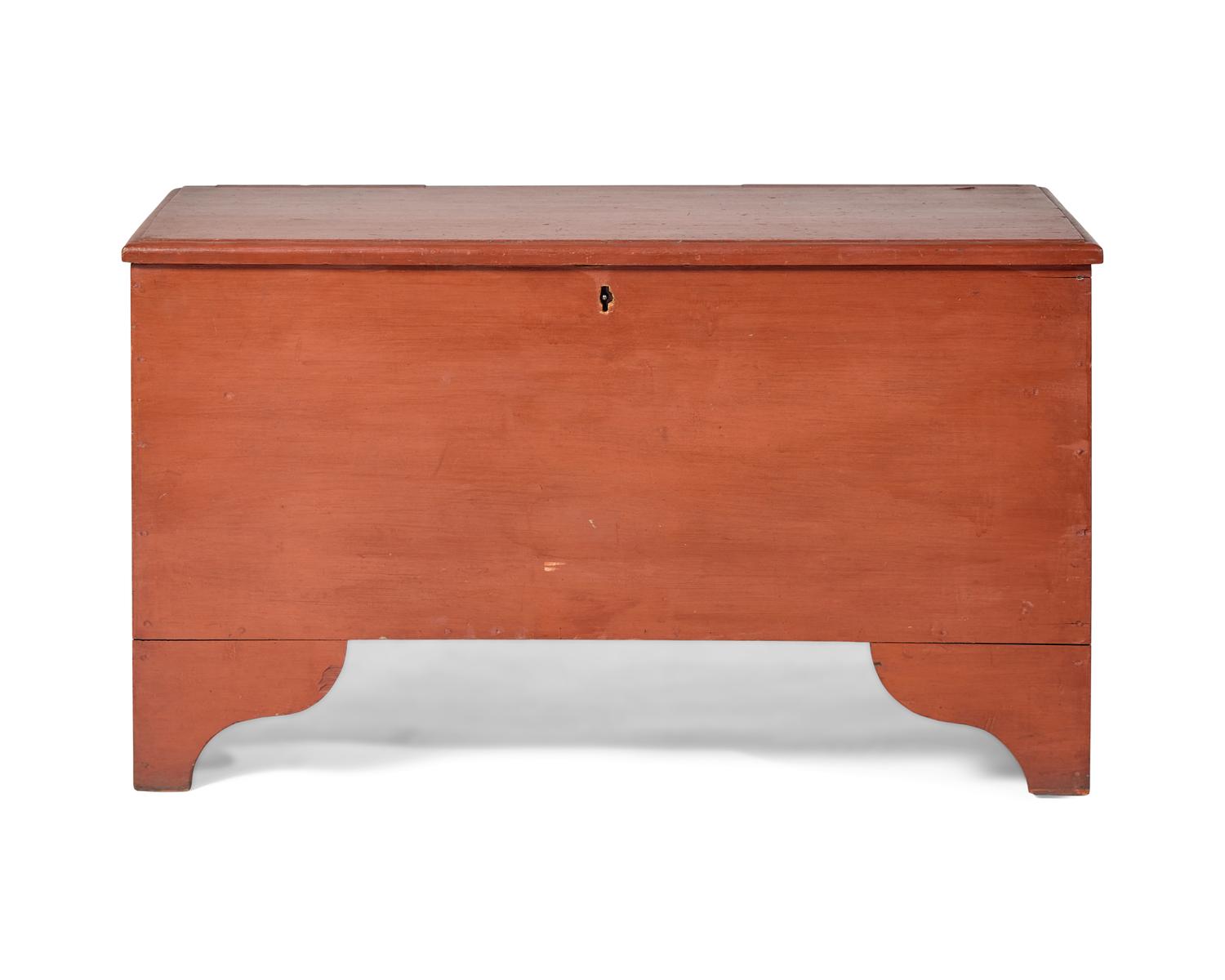 A Small Salmon-Painted Pine Blanket Chest