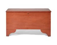 A Small Salmon-Painted Pine Blanket Chest