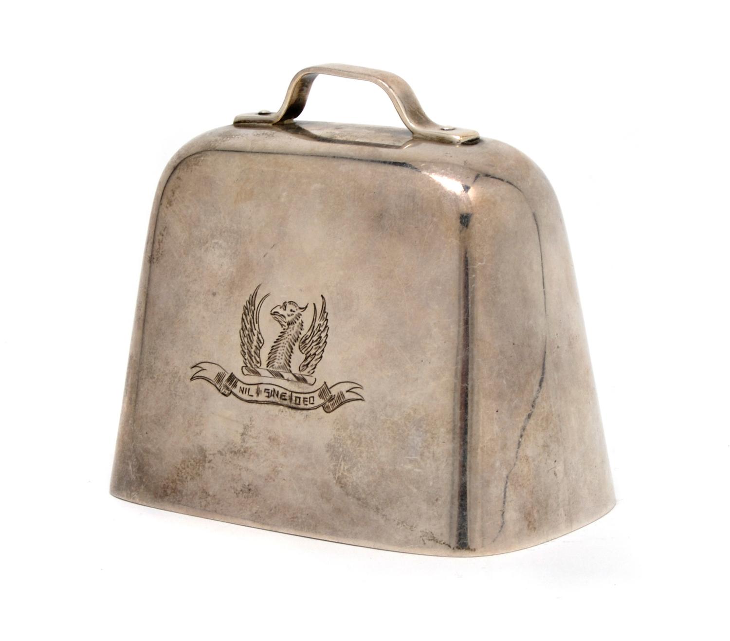 An English Silver Cow Bell, London, Height 3 3/4 inches.