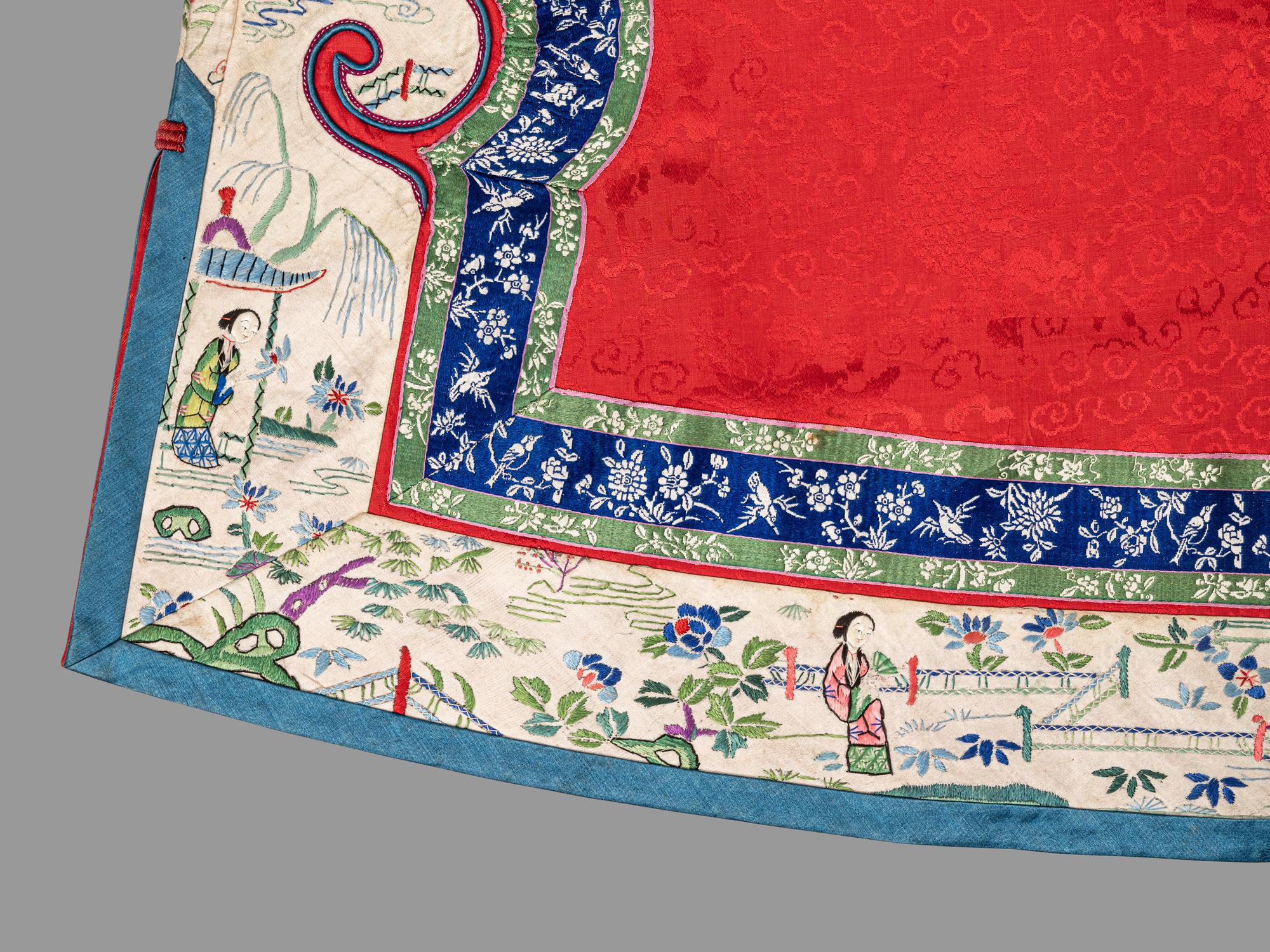 A Red Ground Embroidered Silk Lady's Jacket and Pants