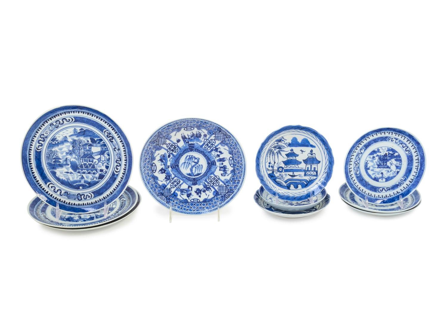 A Group of Chinese Export Porcelain Teacups, Saucers and Plates