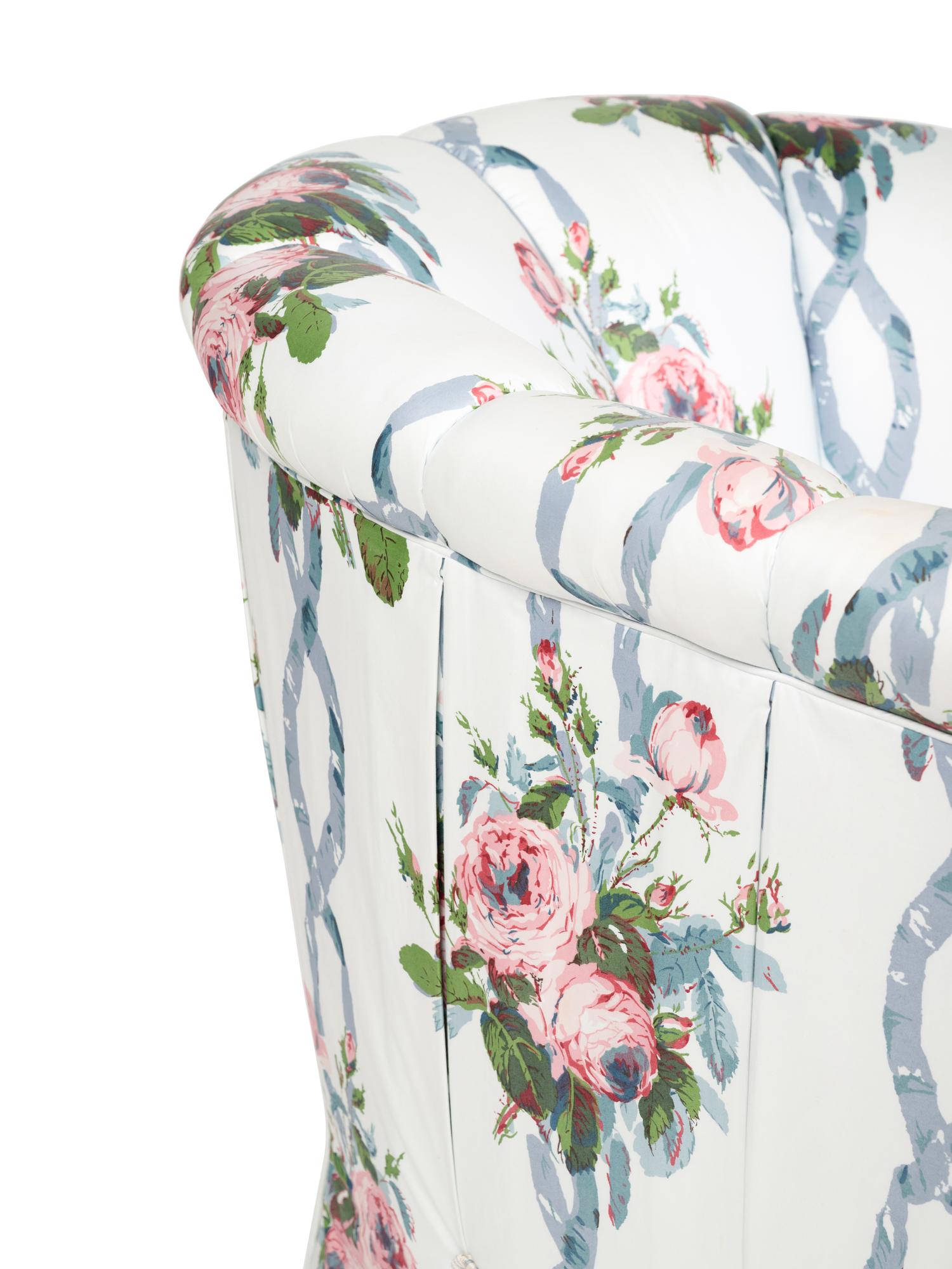 A Custom Barrel-Back Armchair with Chintz Upholstery by Jonas New York