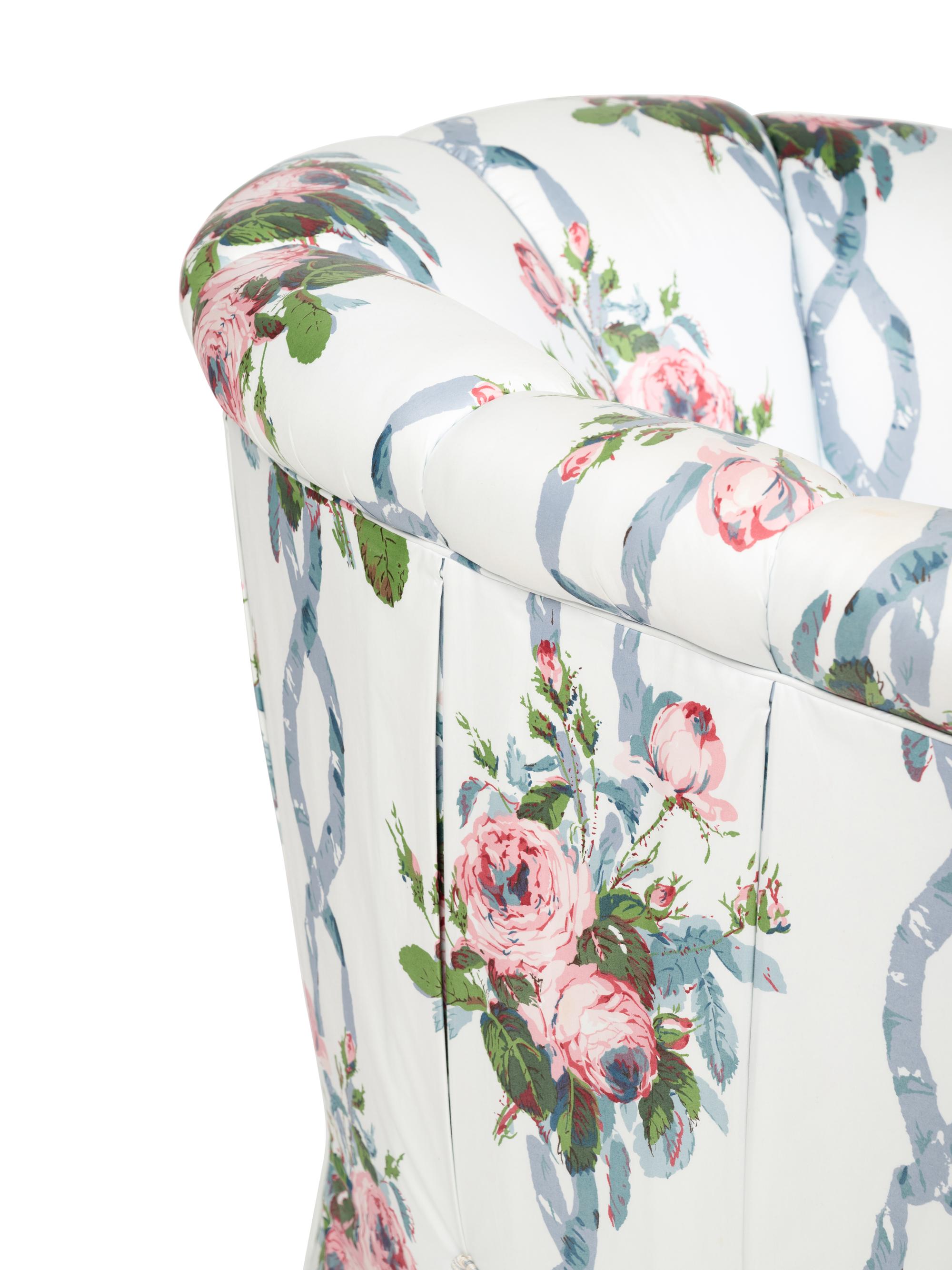 A Custom Barrel-Back Armchair with Chintz Upholstery by Jonas New York