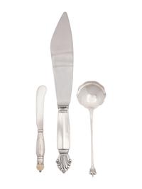 Three Danish Silver Flatware Articles