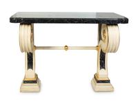A Pair of Neoclassical Style Painted and Parcel Gilt Faux-Marble Consoles — 20TH CENTURY