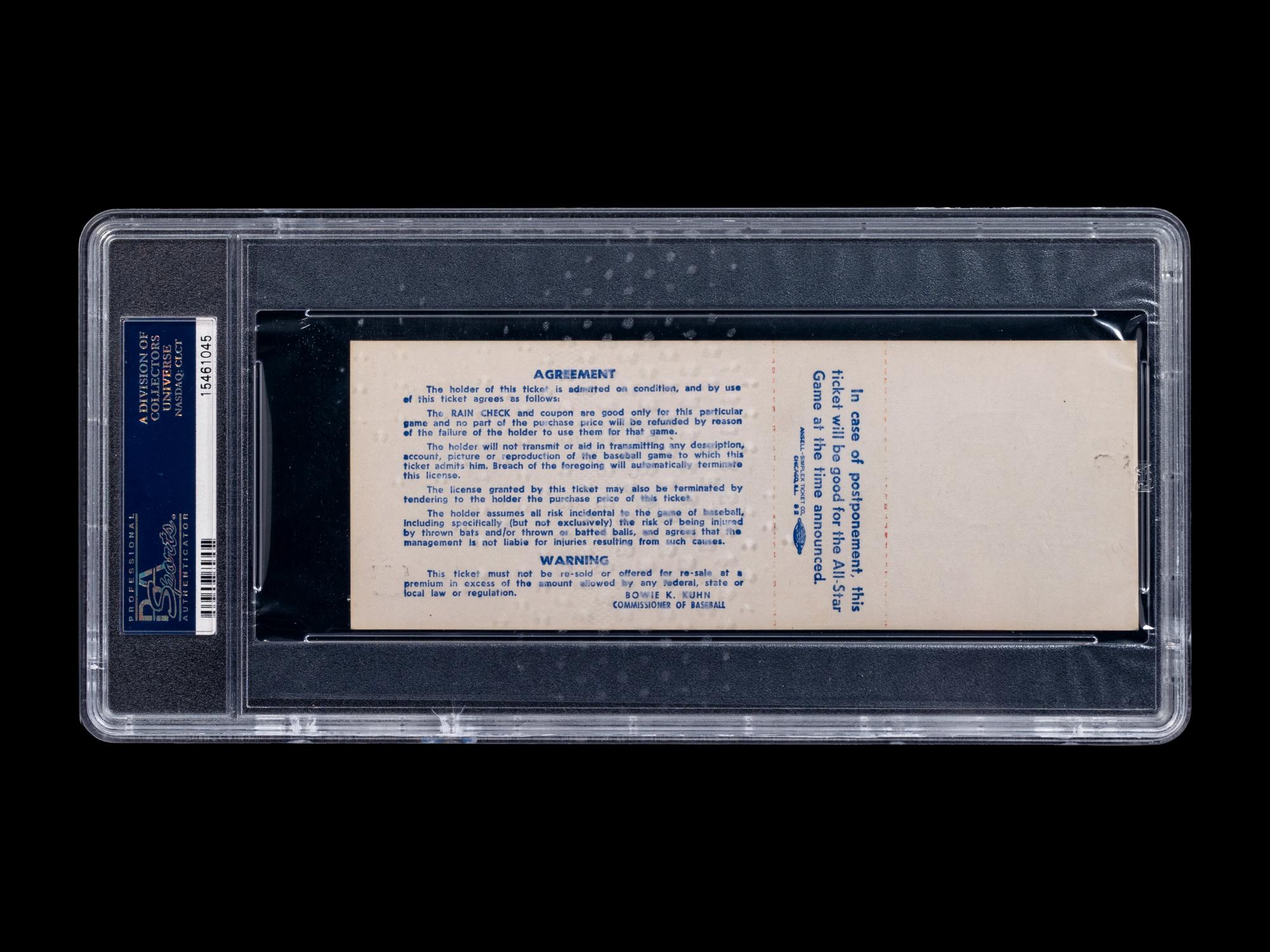 A 1971 Major League Baseball All-Star Game Full Ticket (PSA 7 NM),