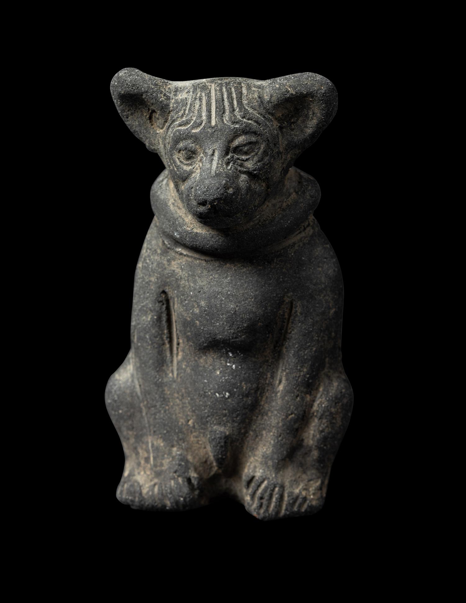 A Maya Ocharina (Whistle) in the Form of a Seated Dog