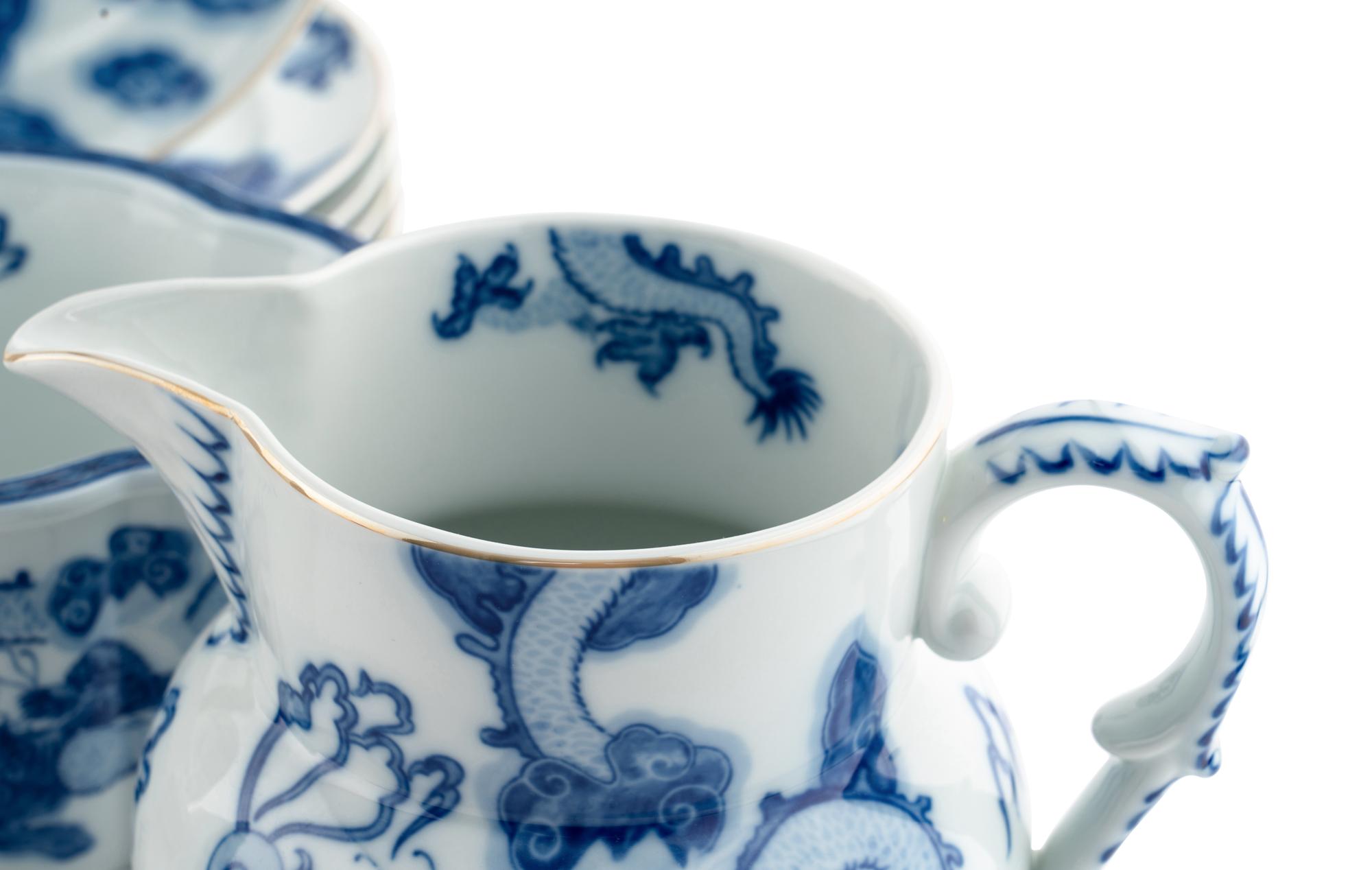 A Mottahedeh for Tiffany and Co. Blue Dragon Porcelain Dinner Service