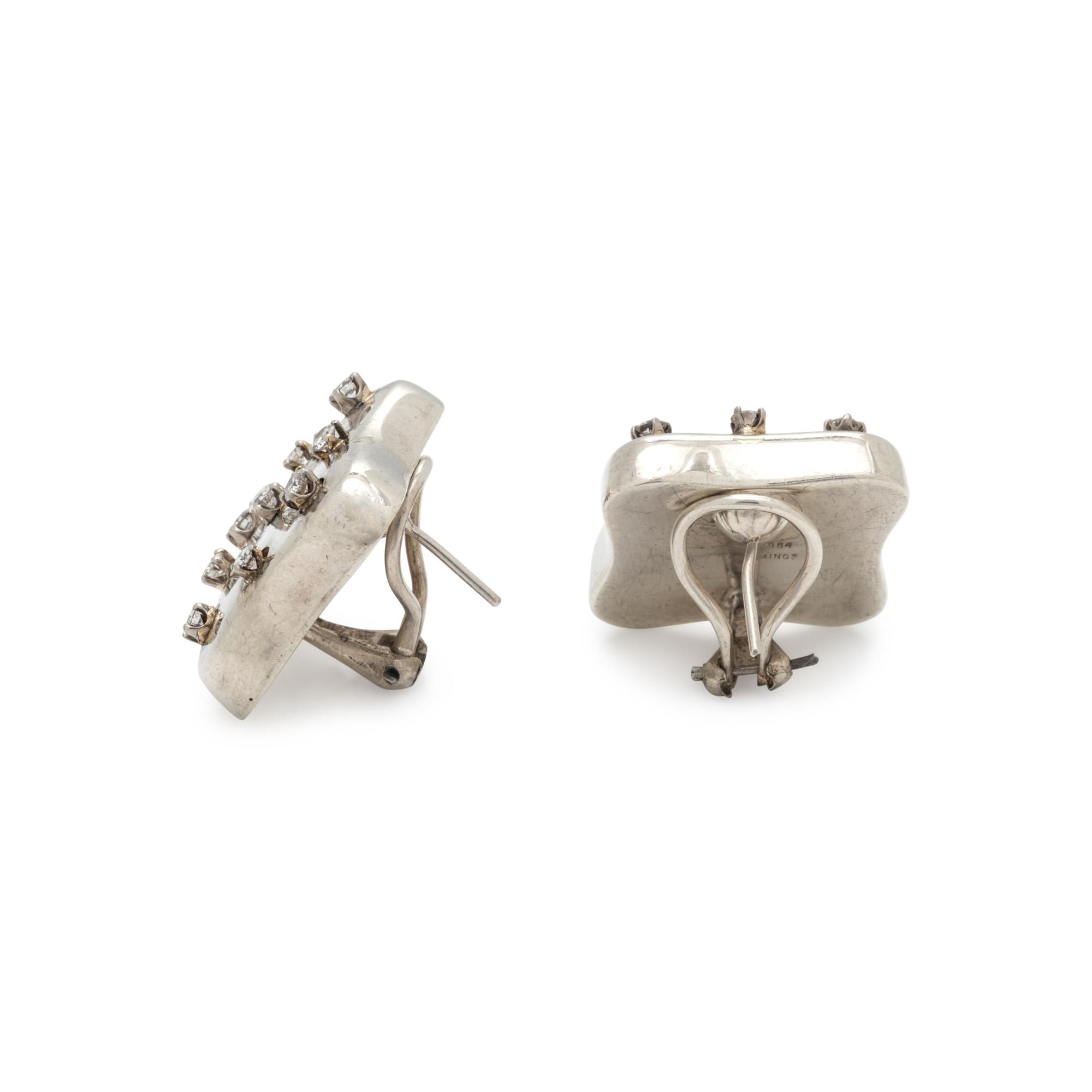 ANGELA CUMMINGS, STERLING SILVER AND DIAMOND EARCLIPS