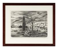 Surrealist Landscape and Abandoned Car (two works)