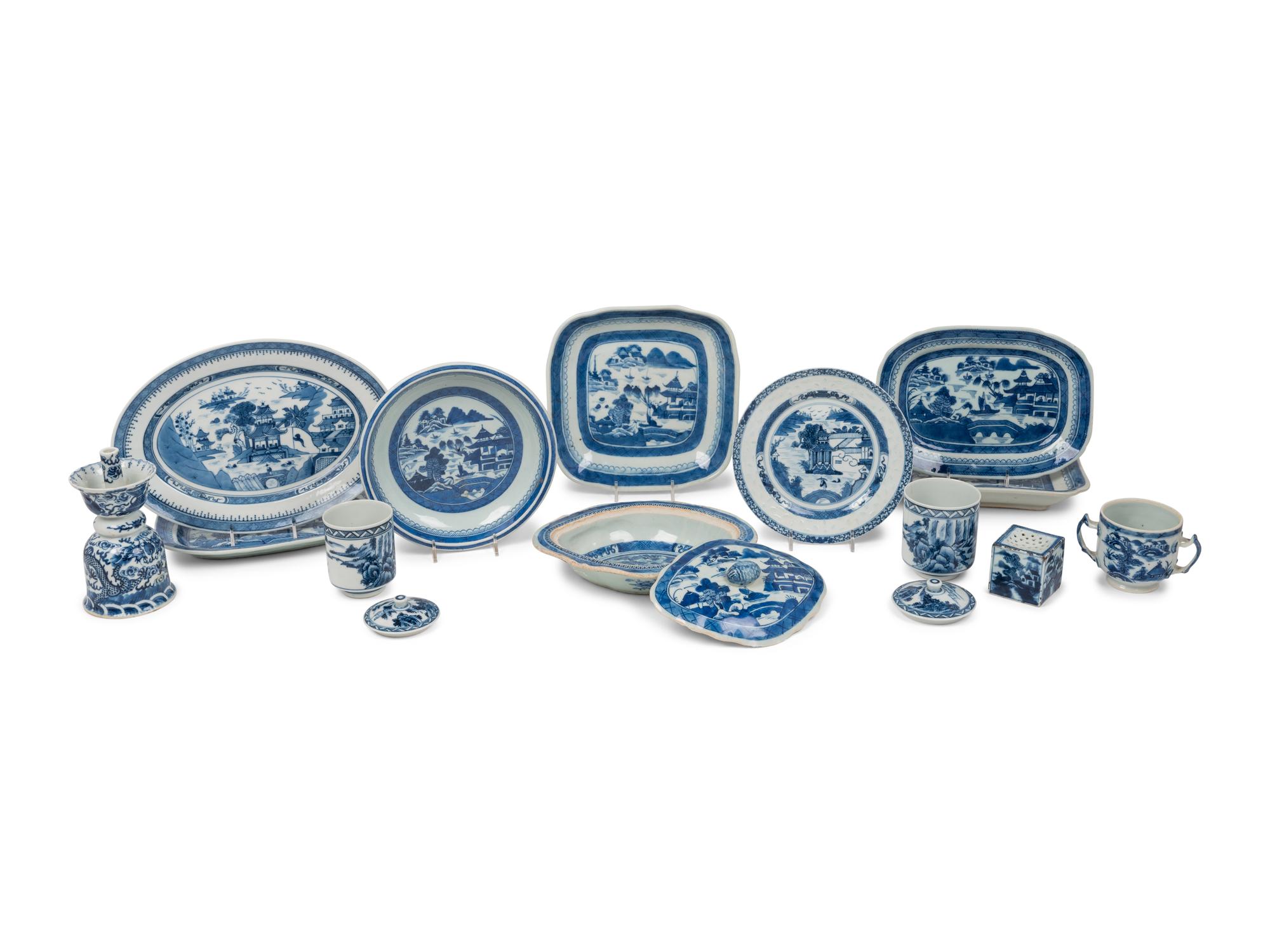 A Collection of Chinese Export Blue and White Porcelain
