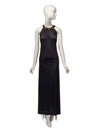 Exceptional Loris Azzaro Haute Couture, Black Halter Gown with Beads, 1971