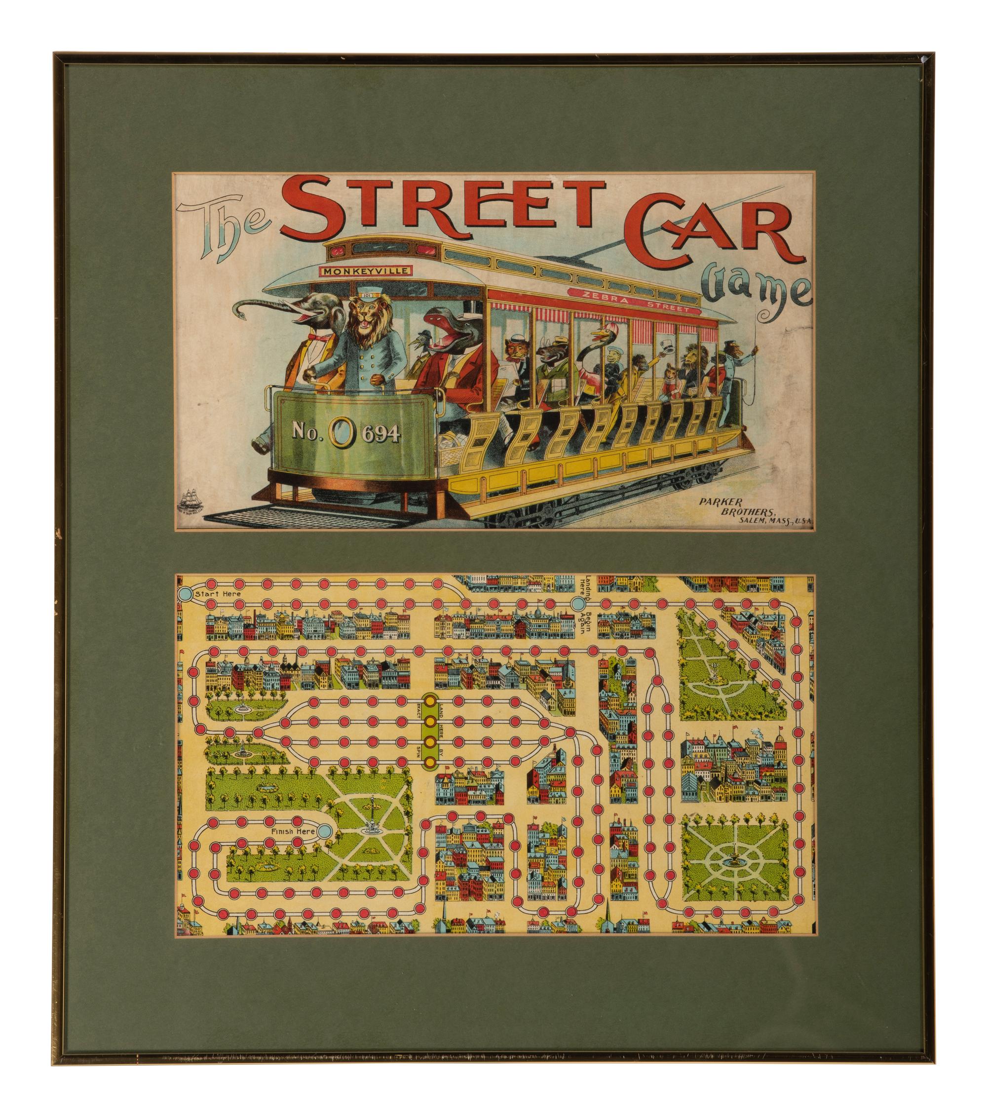 A Parker Brothers Framed The Street Car Game Cover and Board
