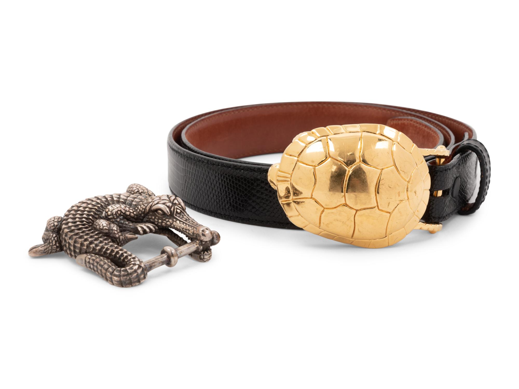 Keiselstein-Cord Lizard Belt with Two Buckles, c.1996