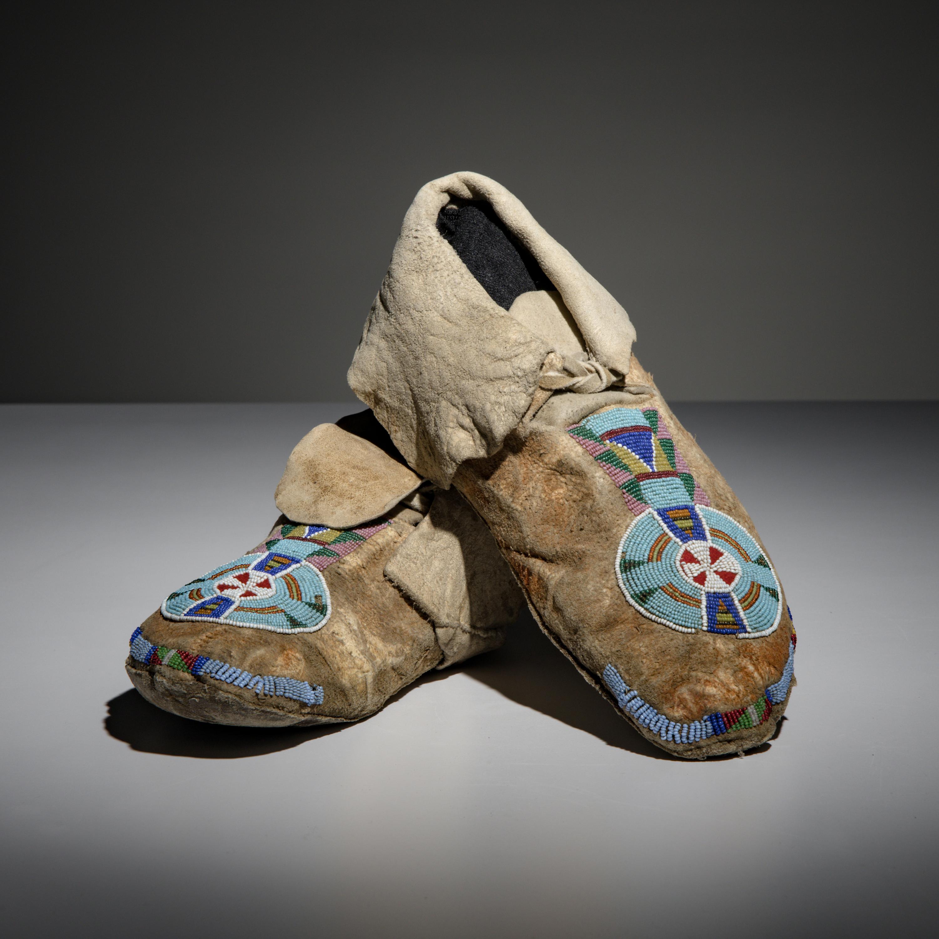 Apsáalooke [Crow] Beaded Buffalo Hide Moccasins