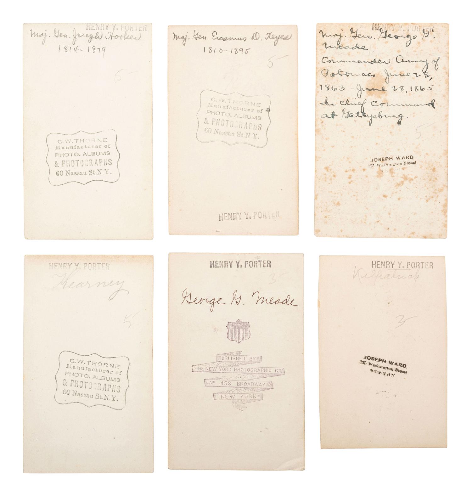 [CIVIL WAR]. A group of CDV engraved portraits of war era generals and military men, including: