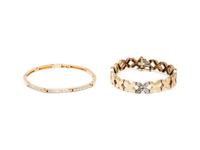 COLLECTION OF YELLOW GOLD AND DIAMOND BRACELETS