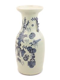 A Chinese Celadon Ground Underglaze Blue Porcelain Vase