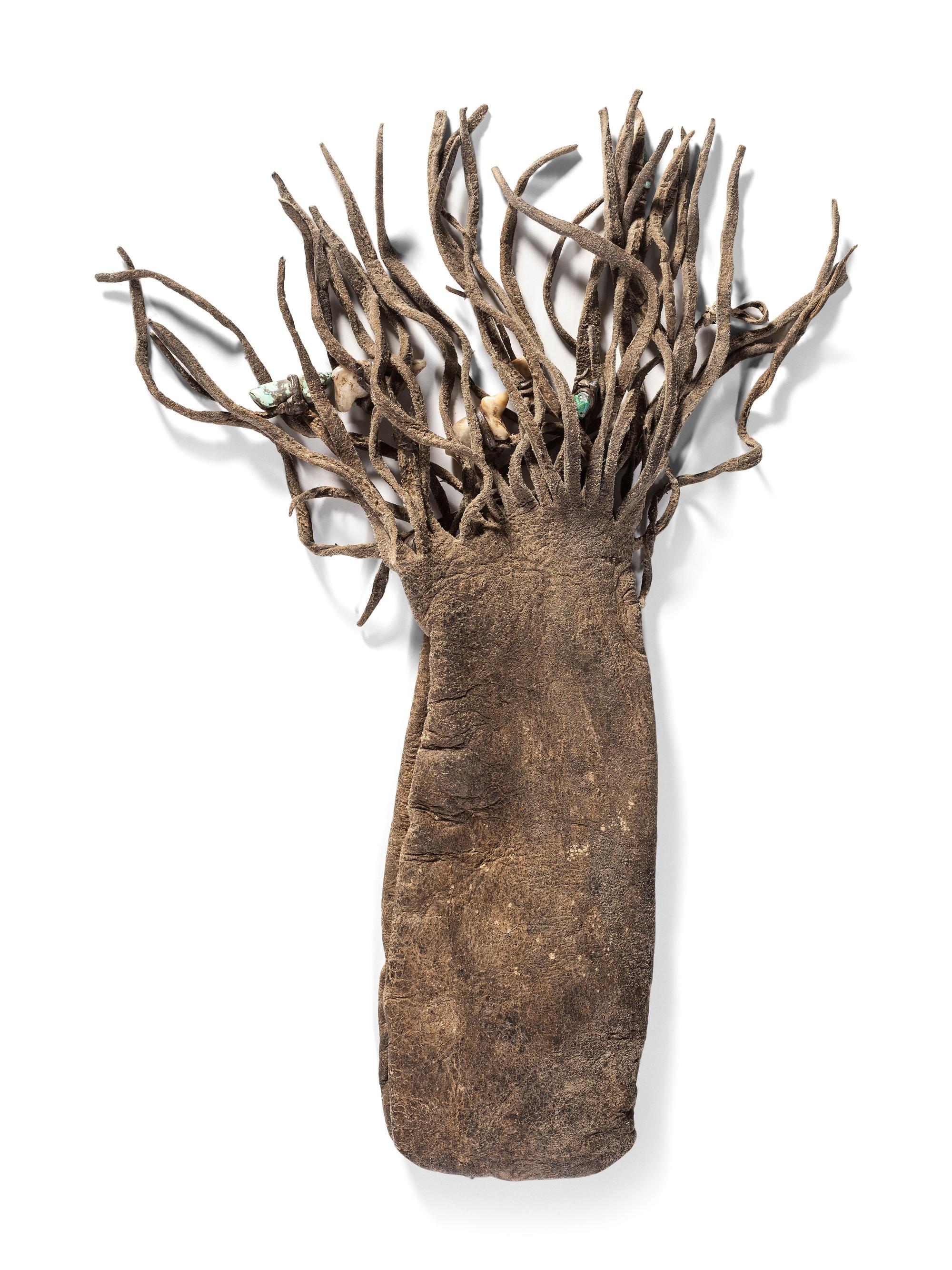 Hide Pouch with Fourteen Bear or Bobcat Stone Fetishes