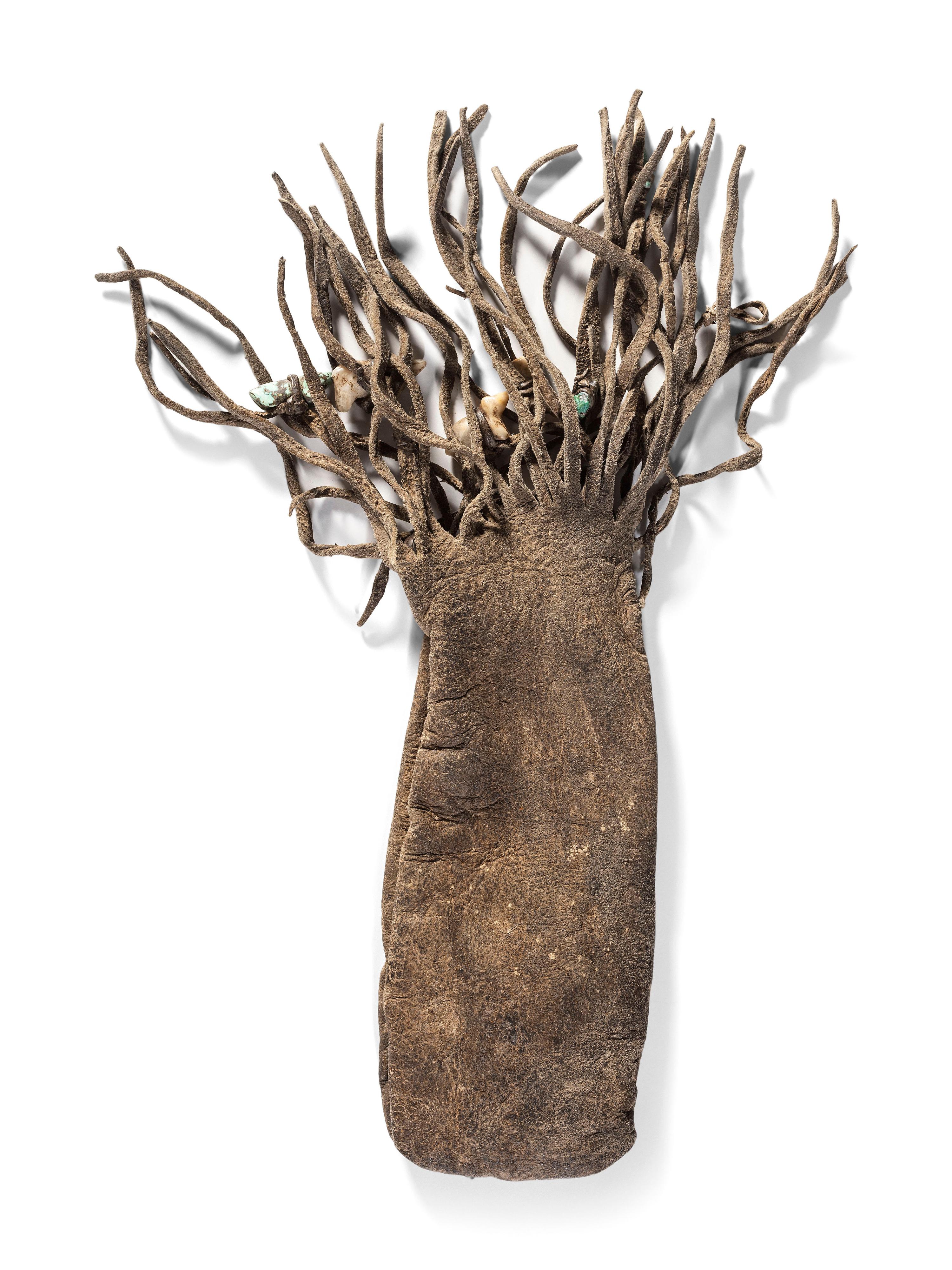 Hide Pouch with Fourteen Bear or Bobcat Stone Fetishes