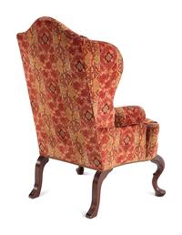 A Pair of Queen Anne Style Upholstered Library Chairs