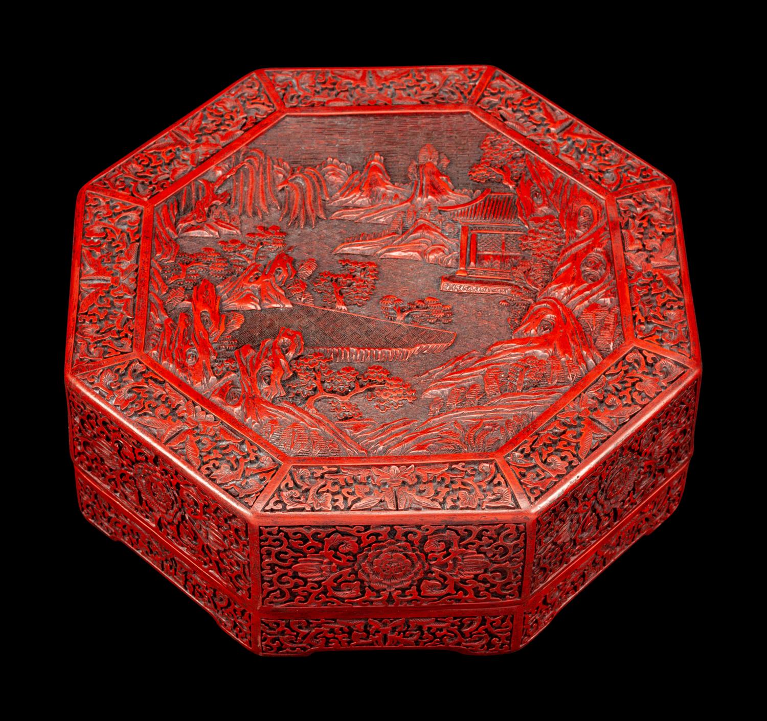 A Chinese Cinnabar Octagonal Box