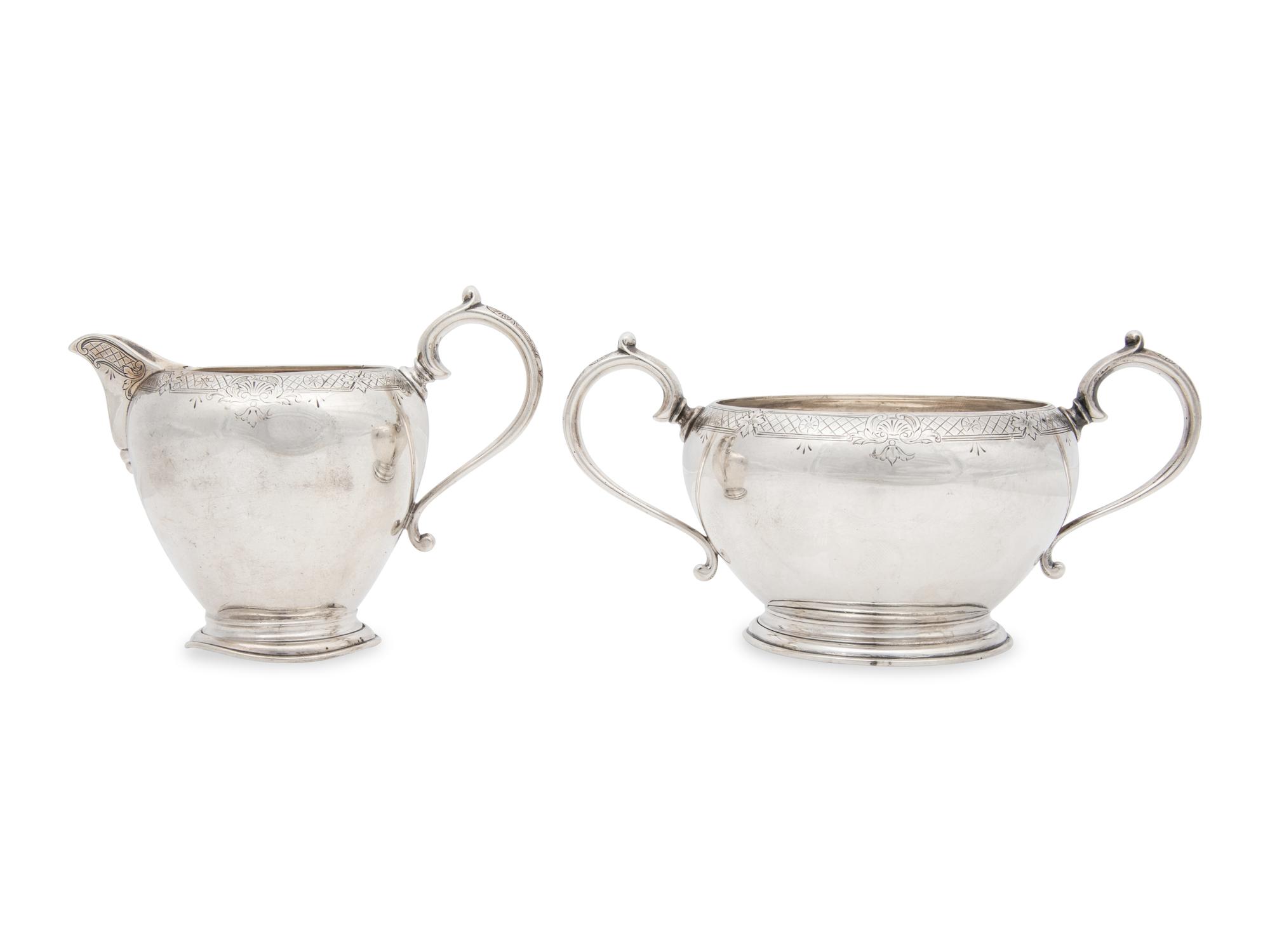 An English Silver Creamer and Sugar
